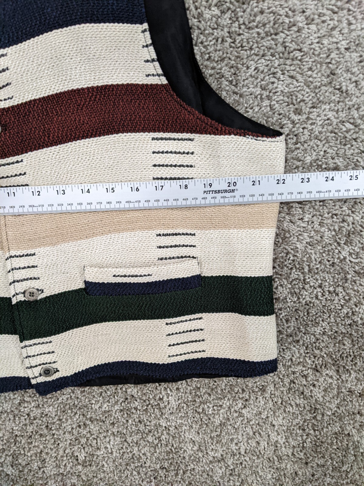 Vintage 90s Allen Wah Native American Vest Men Large Southwestern Stripes Lined