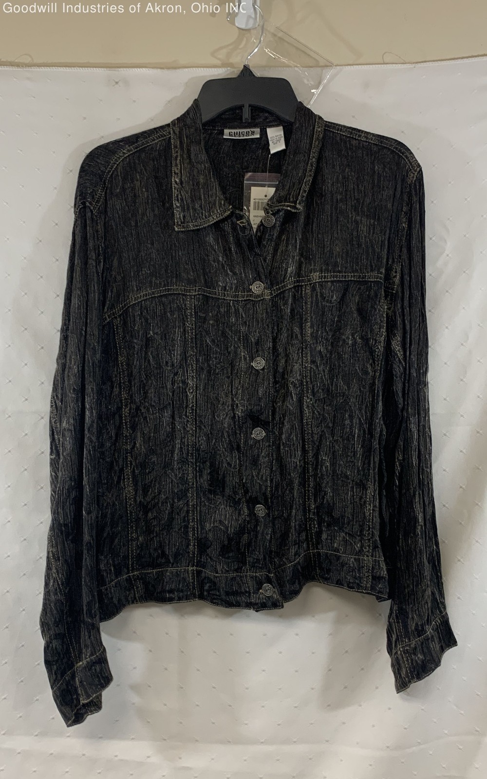 NWT Vintage Y2K Chico’s Design Women’s Charcoal Kashmir Crinkle Jacket Size 2 L