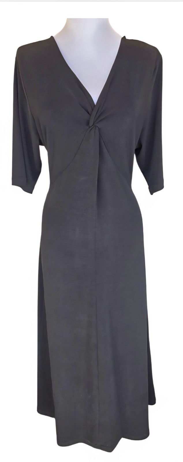1980s SAG HARBOR Elegant Long Sleeve V Neck Twist Front Evening Gown Sz Medium