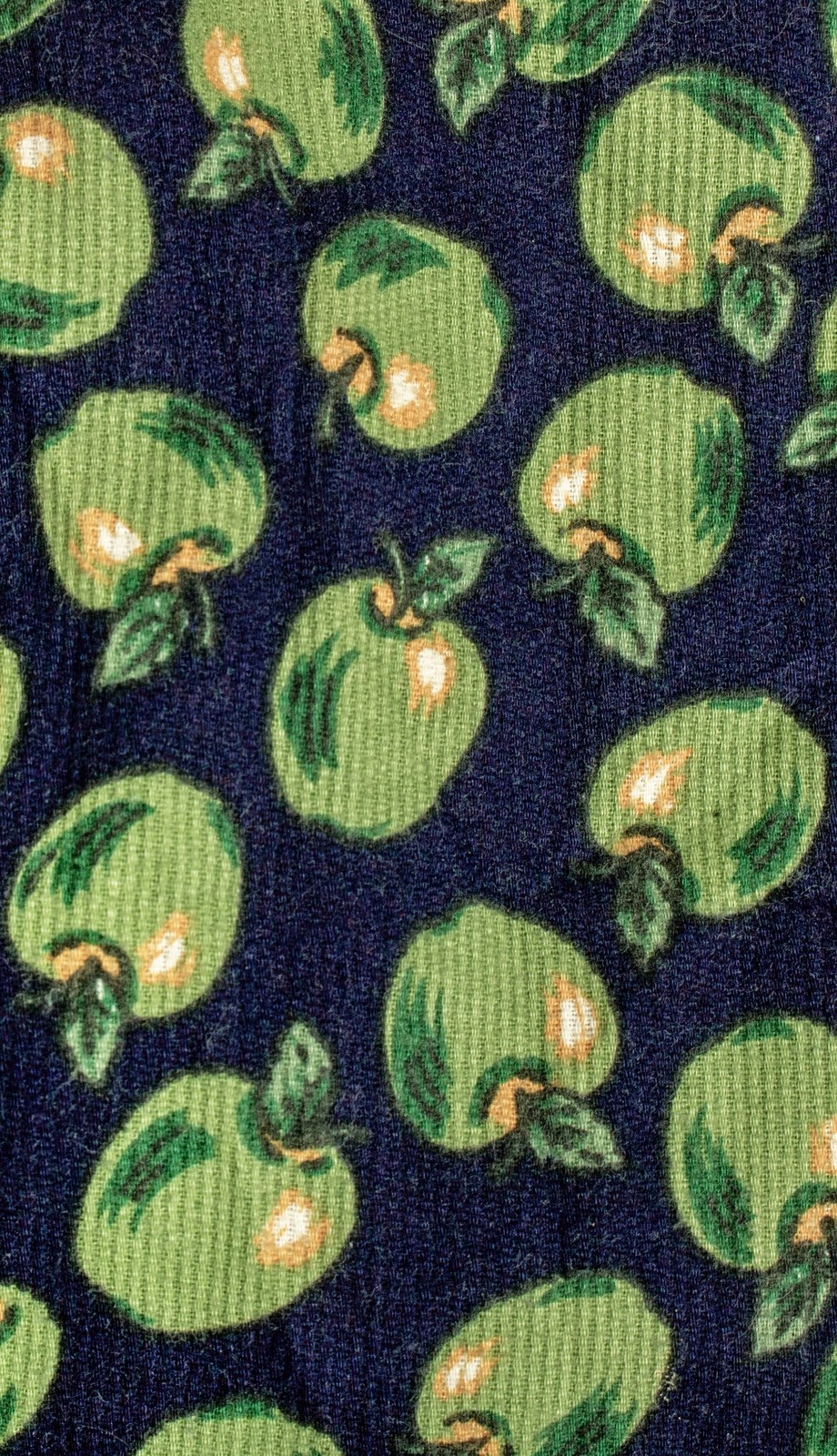 1980s Vintage Midi Skirt Fine Wale Corduroy Green Apple Print Girls 16 Womens XS