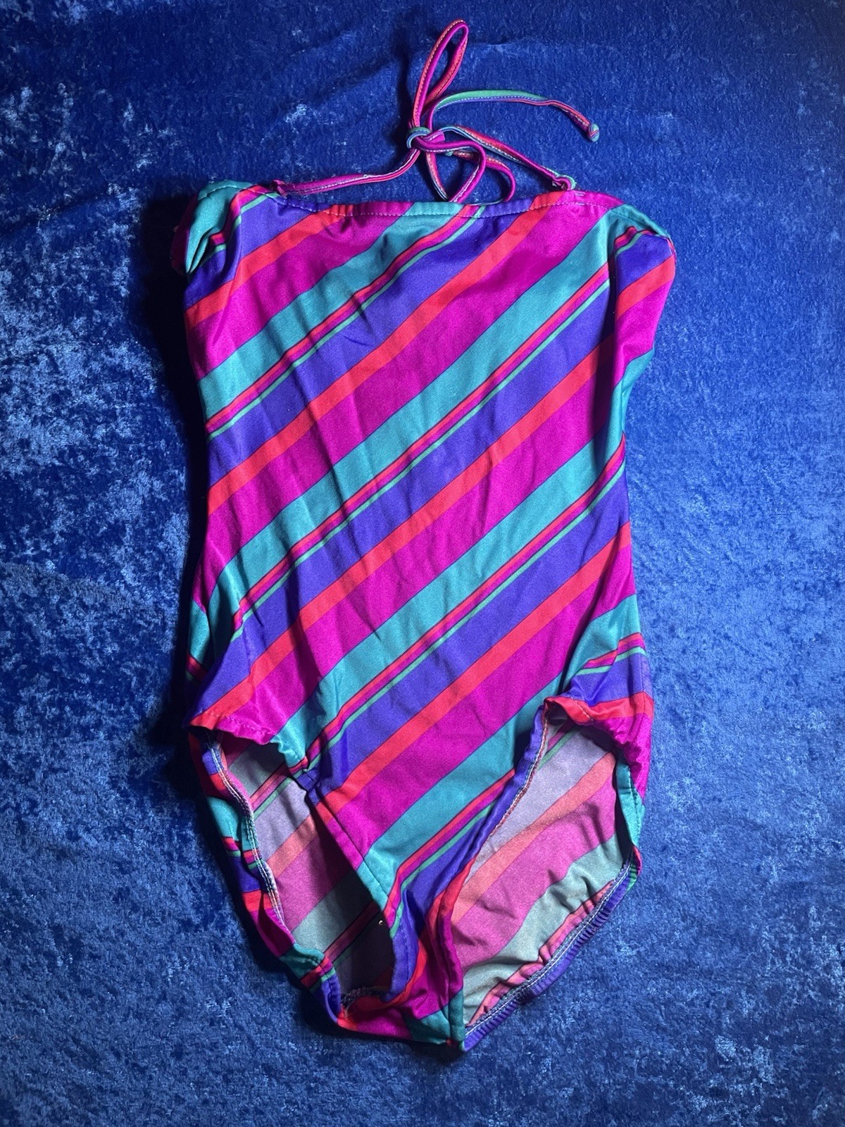 Vintage Cole Of California Swimsuit Size 10 Purple Blue Stripe