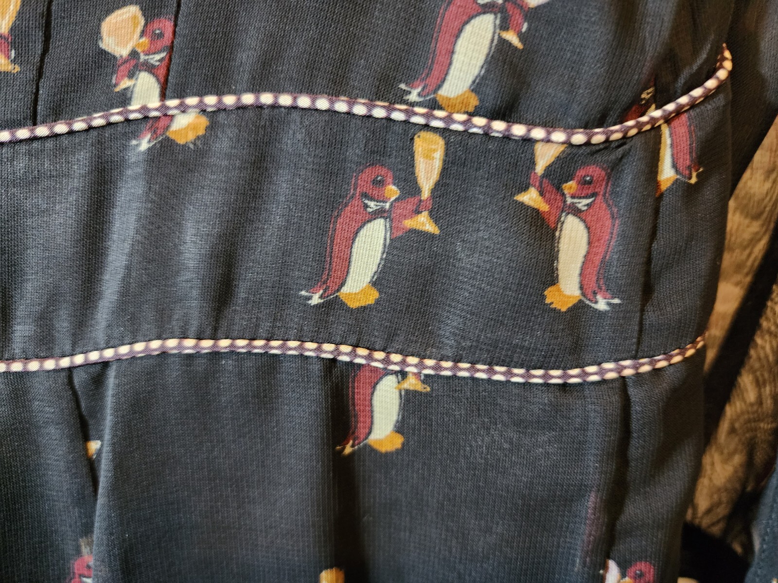 RARE Coach Neck Tie Dress Penguin holding champagne glass Rare print SZ 10.