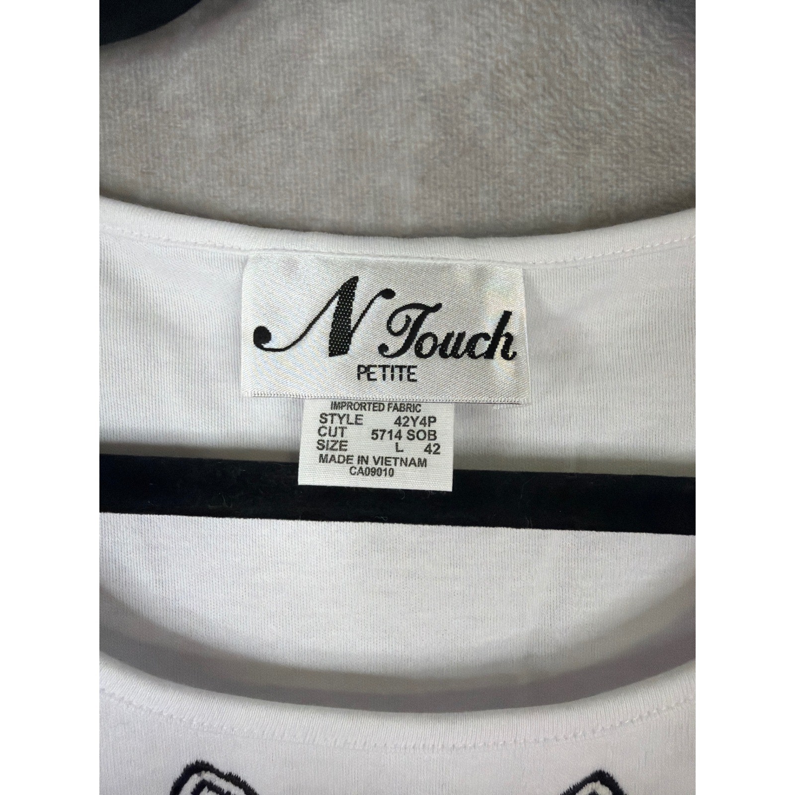NWT VTG N Touch Jacket Set Women PL White Black Abstract 2pc Shell Petite