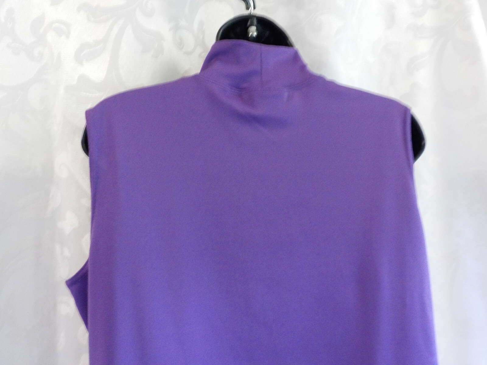 Vintage N Touch Blouse Size PM Purple Moch Neck Sleeveless Side Vents Blend