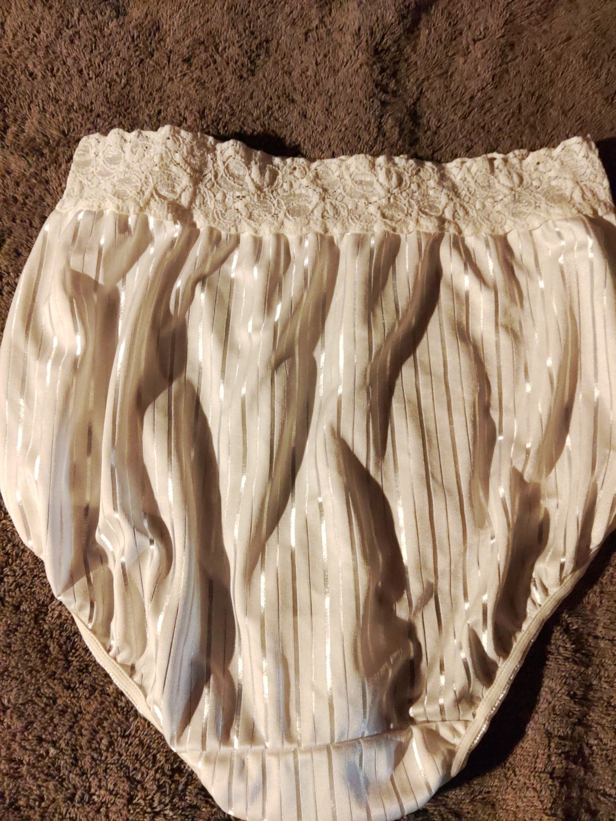 Vintage Bestform Brief „Bright Stripes” Panties Wide Lace Silky Soft Sz.6