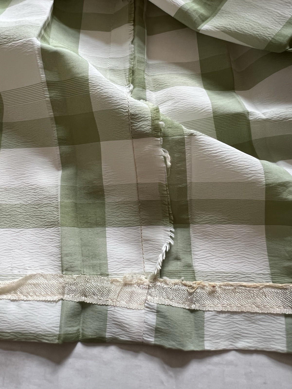 Vintage 1940-50’s Green Gingham Check Dress Zip Pleated No Sleeves XS Homemade