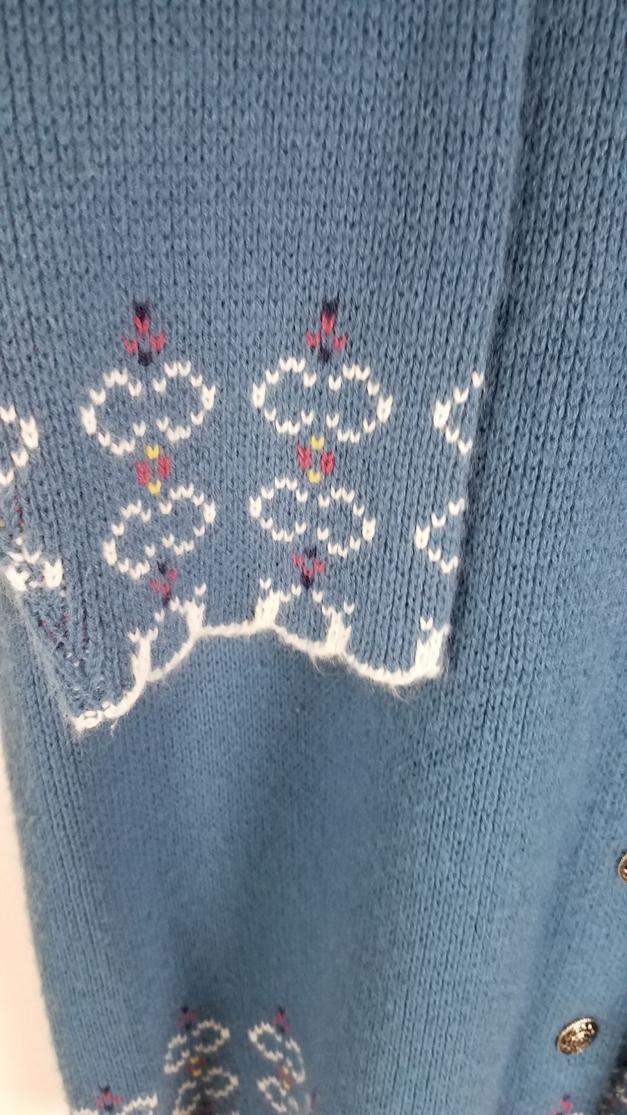 Vintage Jersild Women’s Sz. 44/12 Cardigan Sweater Blue Knit & Scallop Detail