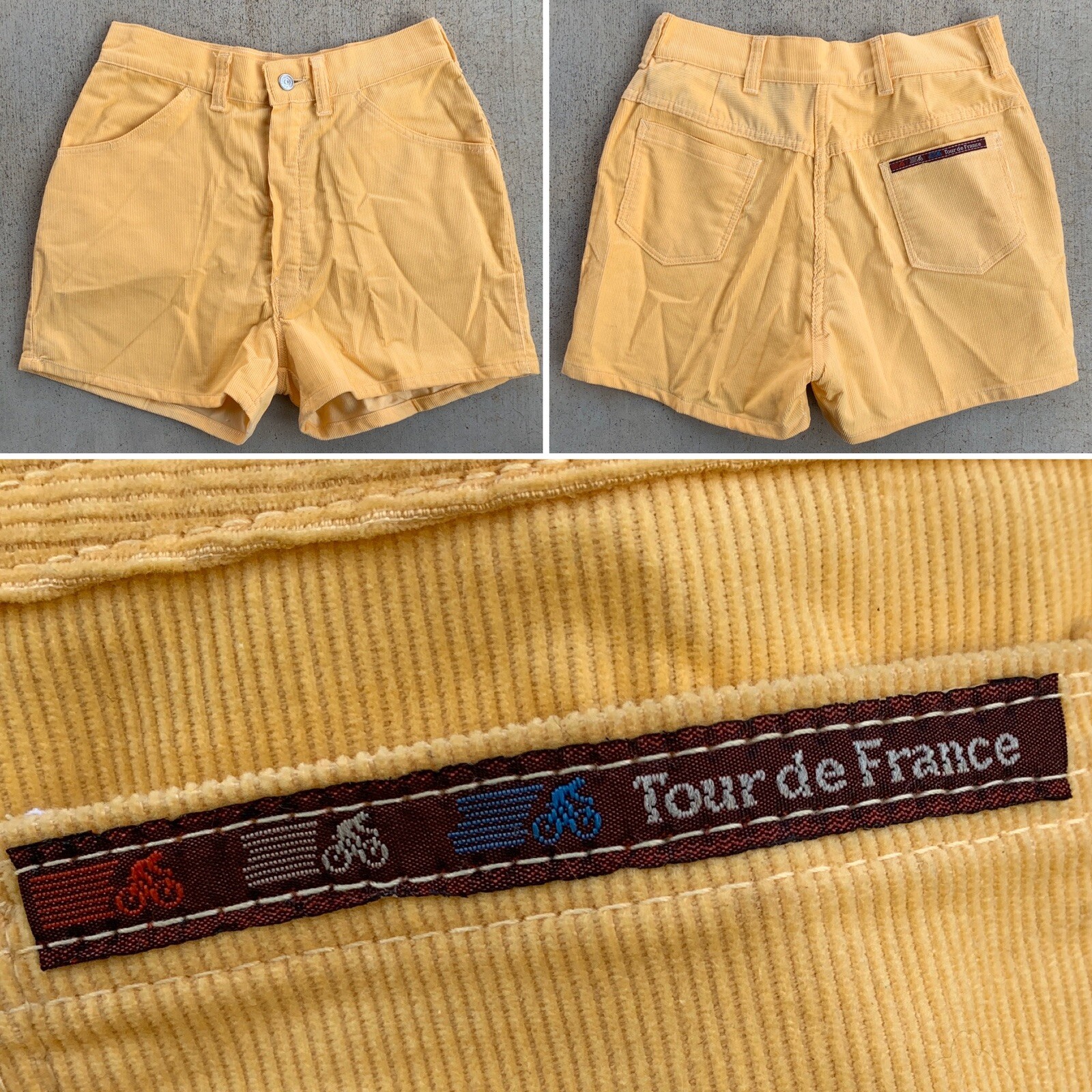 Vintage Tour De France Corduroy Shorts Short 28 Waist Scovill Zipper 70s 1970s