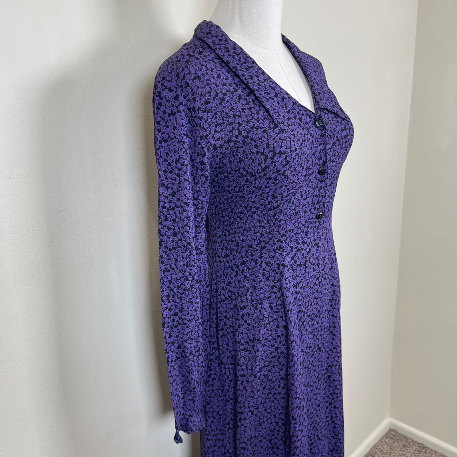 Vintage Putumayo Floral Maxi Dress Women S Purple 90s Collared Grunge Whimsigoth