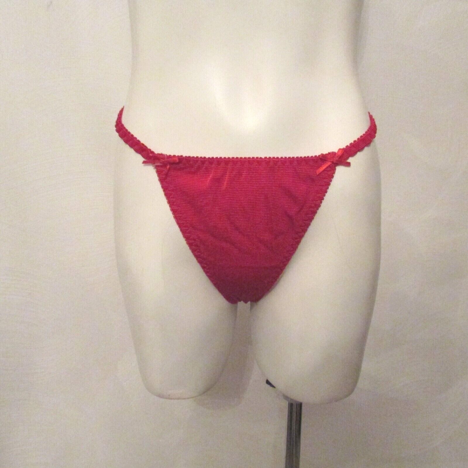 Van Dale Red Ribbed Stretch Nylon Spandex Hipster String Bikini Panties fits S-L