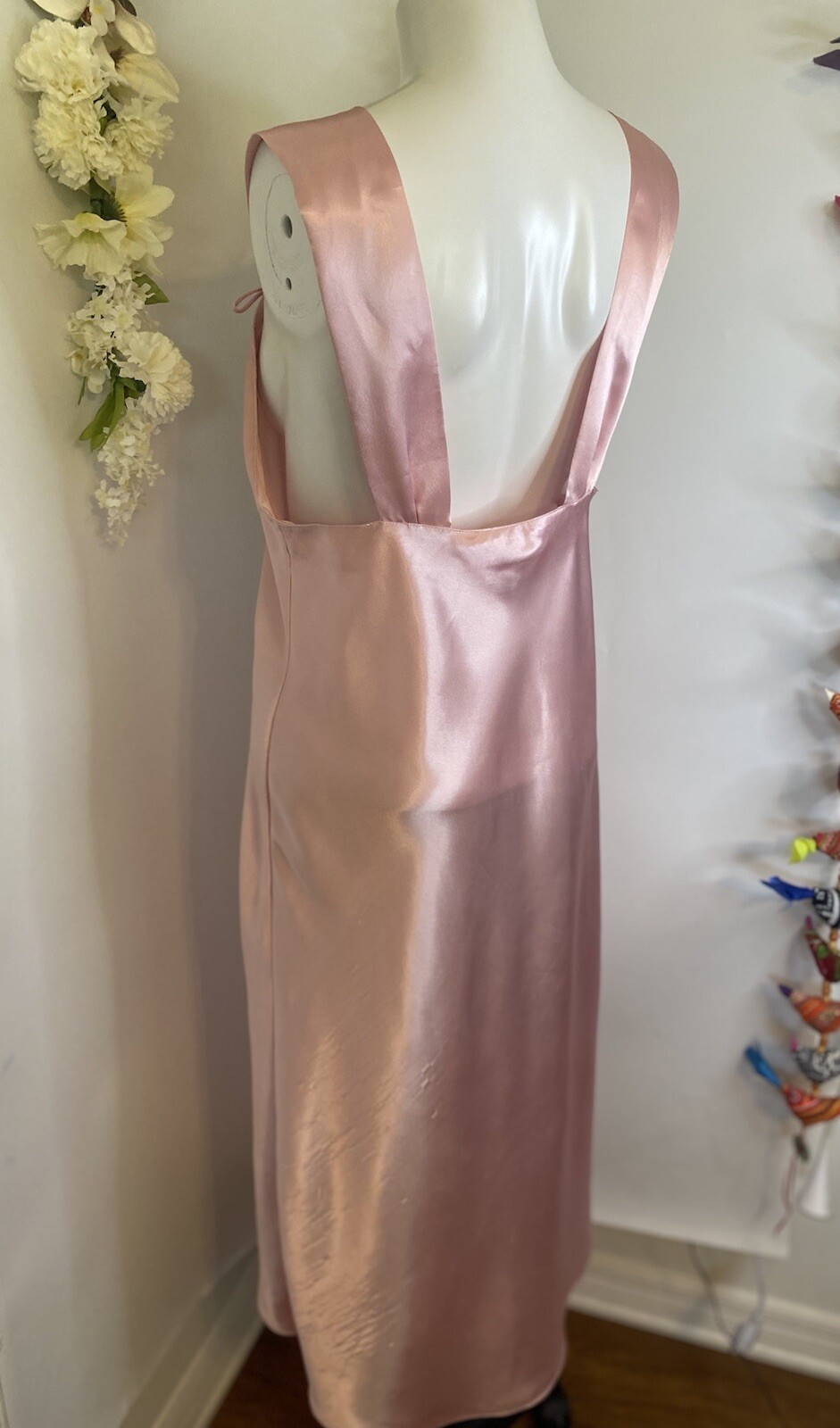 Vintage Val Mode Pink Lingerie Peignoir Sleep Gown Dress Ankle Length Size Large