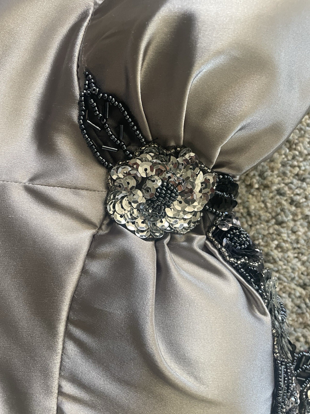 VTG Y2K Blondie Nites Stacy Sklar One Shoulder Mermaid Gown Metallic Silver 3
