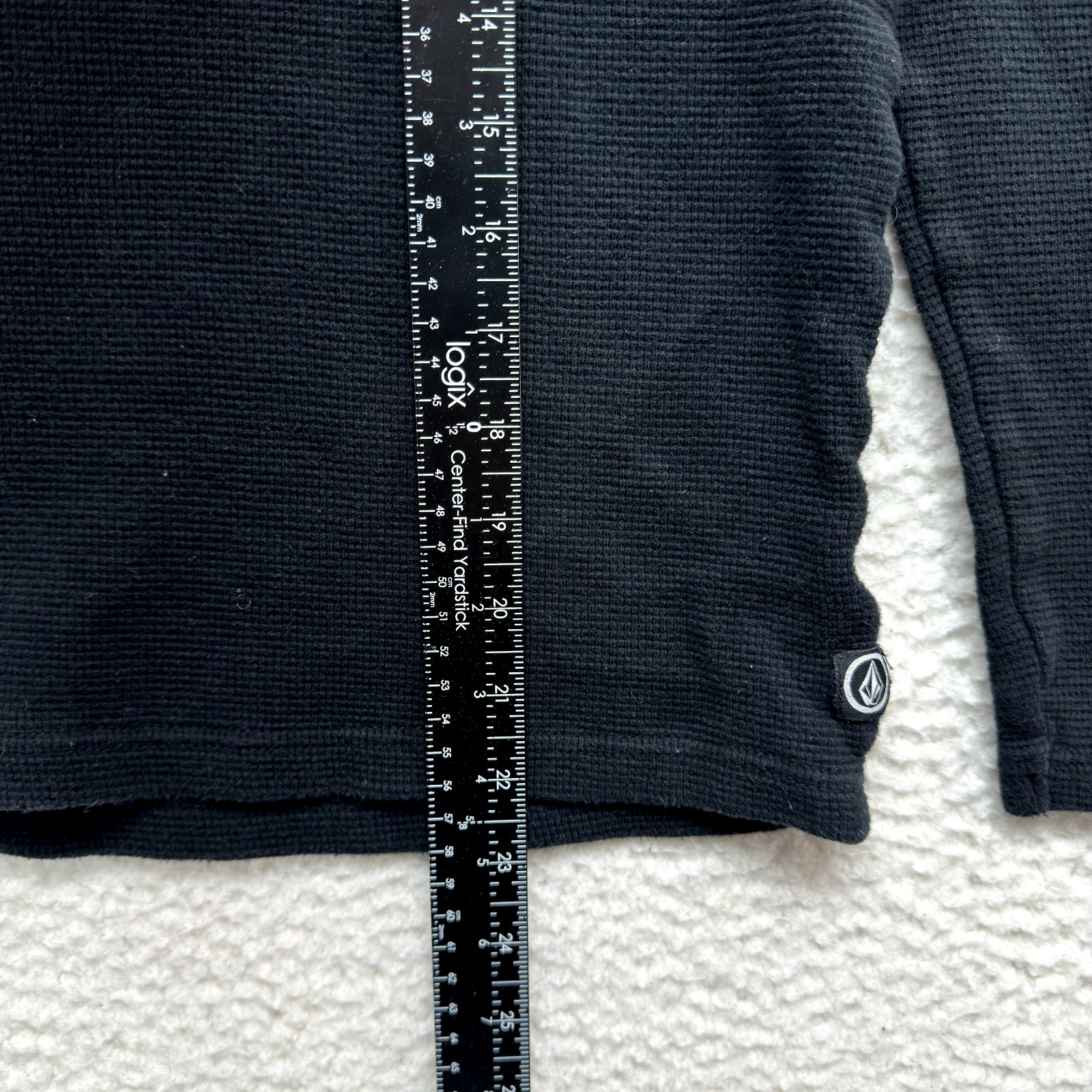 Y2K Vintage Volcom Thermal Top Small Medium Black Waffle Knit Skater Grunge