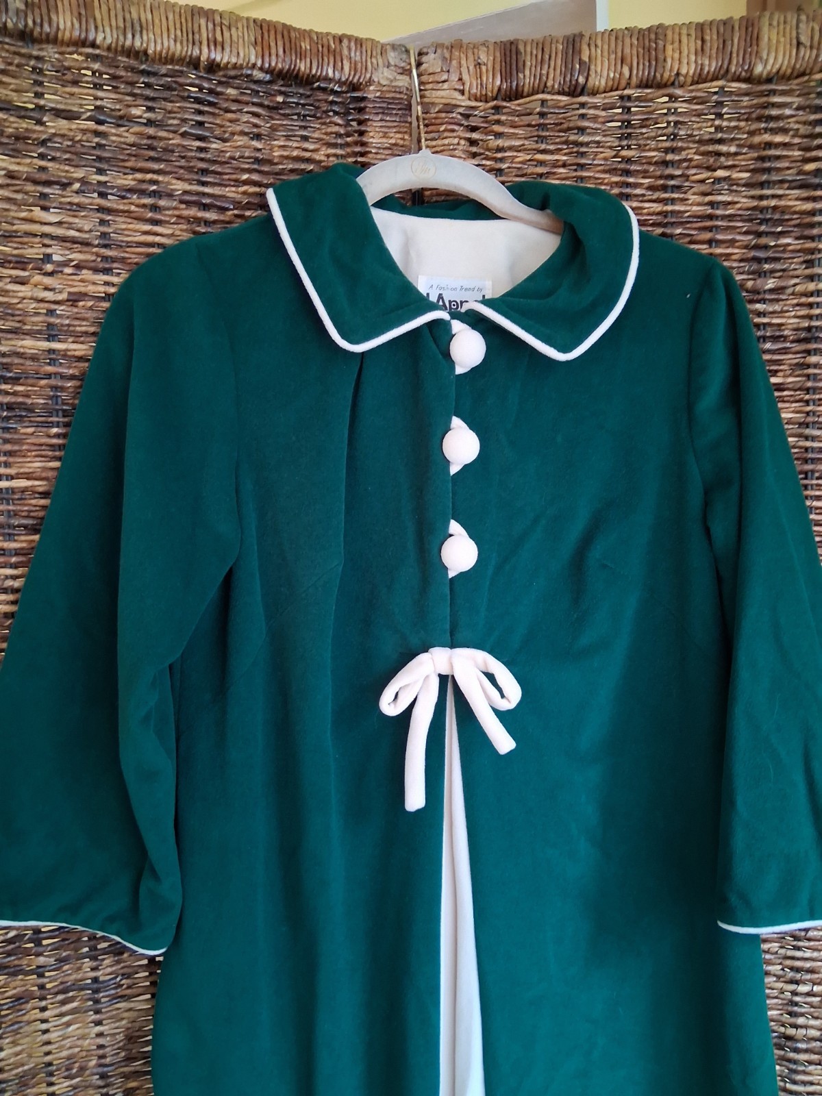 Vintage I- APPEL Long Velour Robe Womens Velvety BIG BUTTONS, Big Pleat,
