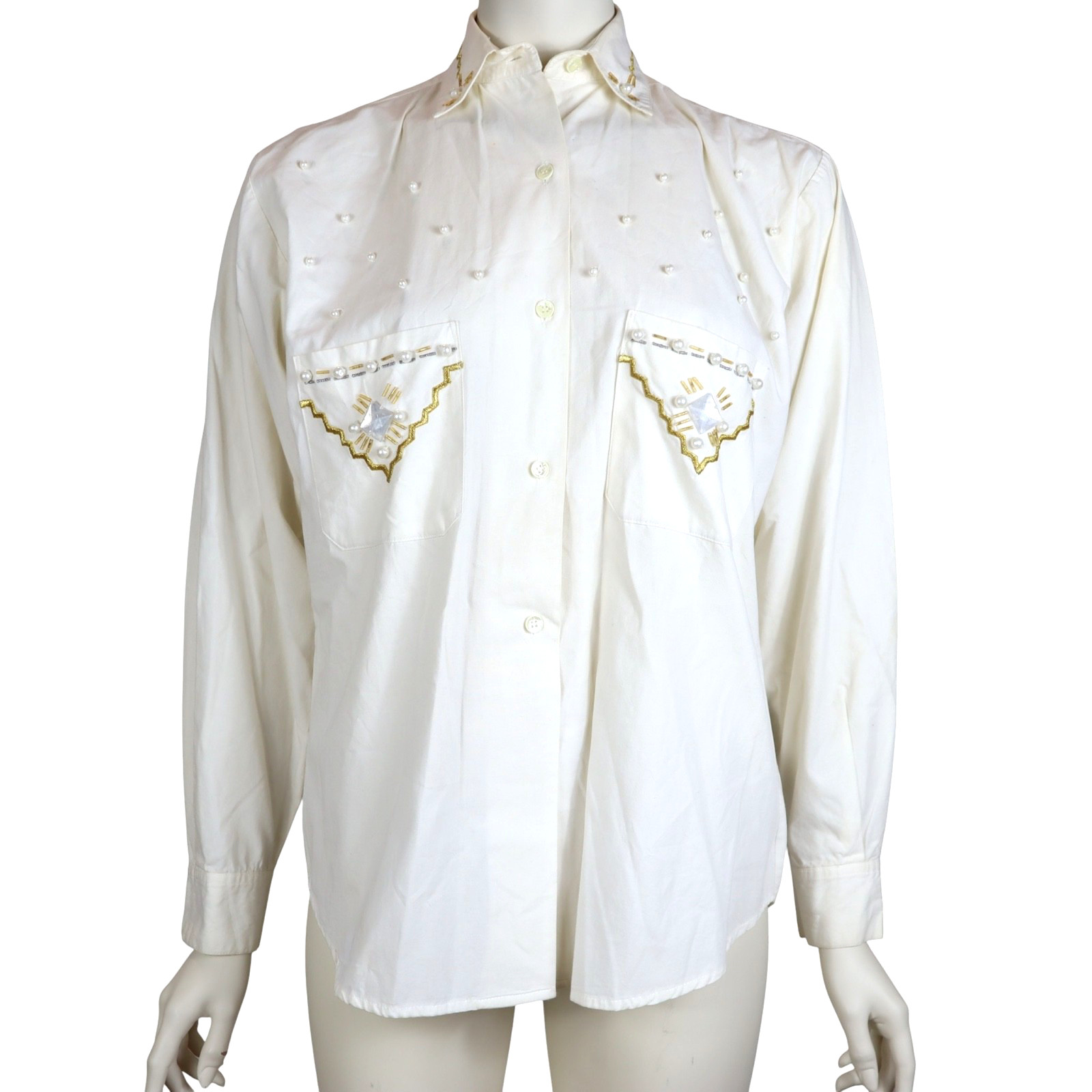Vintage Cuffs Marcy N Me Pearl Embroidered Western Button Up Shirt Women’s Small