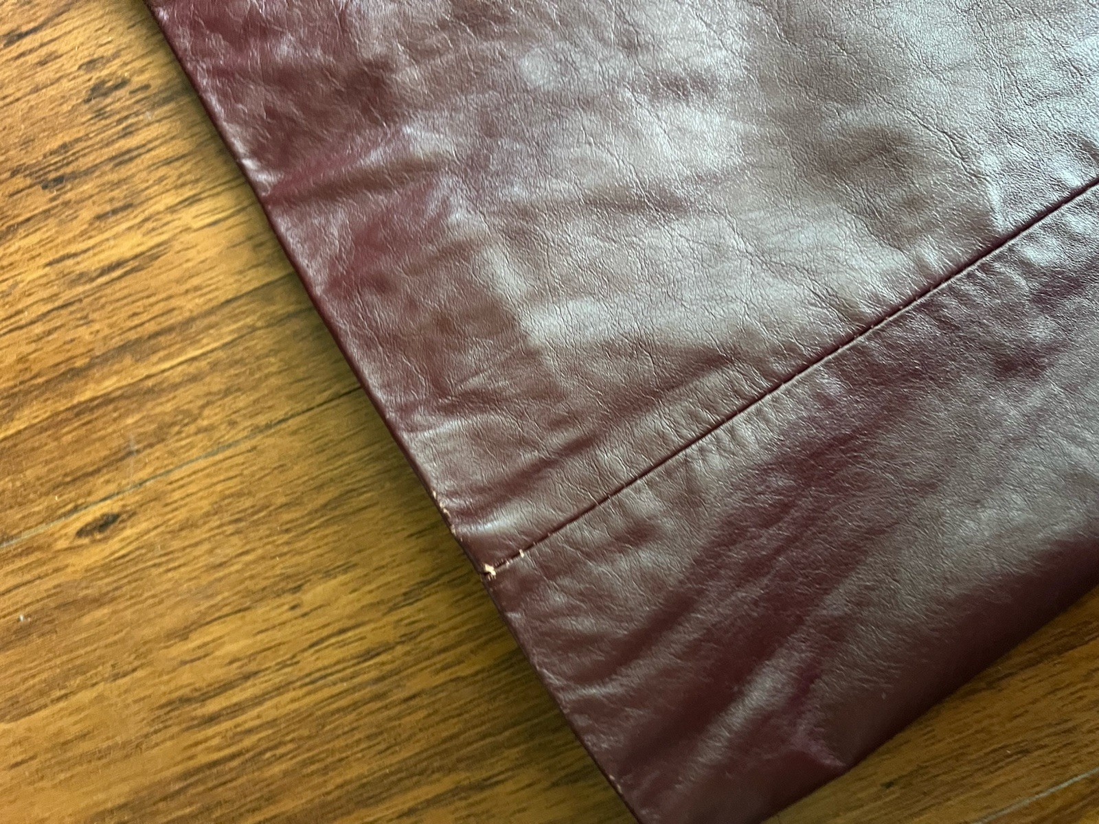 Vintage Suburban Heritage Leather Trench Coat Size 12 Burgundy Red Button 70s
