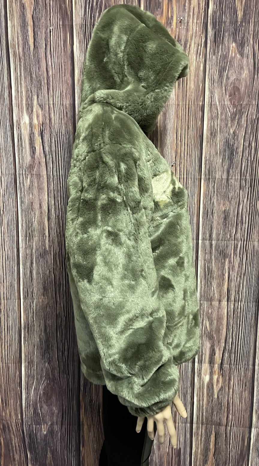VTG Woolrich Womens Plush Grey „Tumbleweed Leaves” Jacket Hooded Sz M