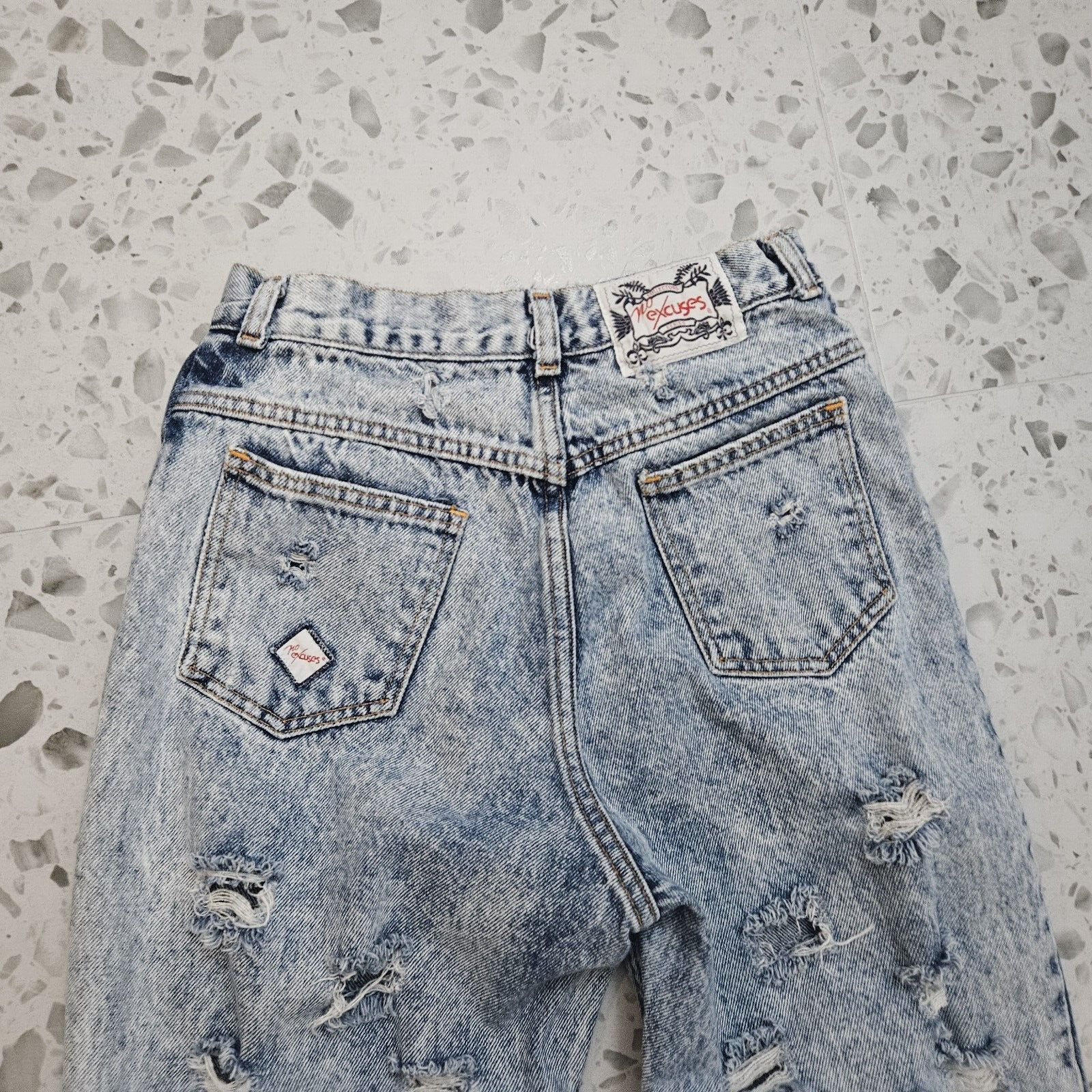 VTG 80s No Excuses High Waisted Acid Washed Distressed Jeans Women’s Sz 11