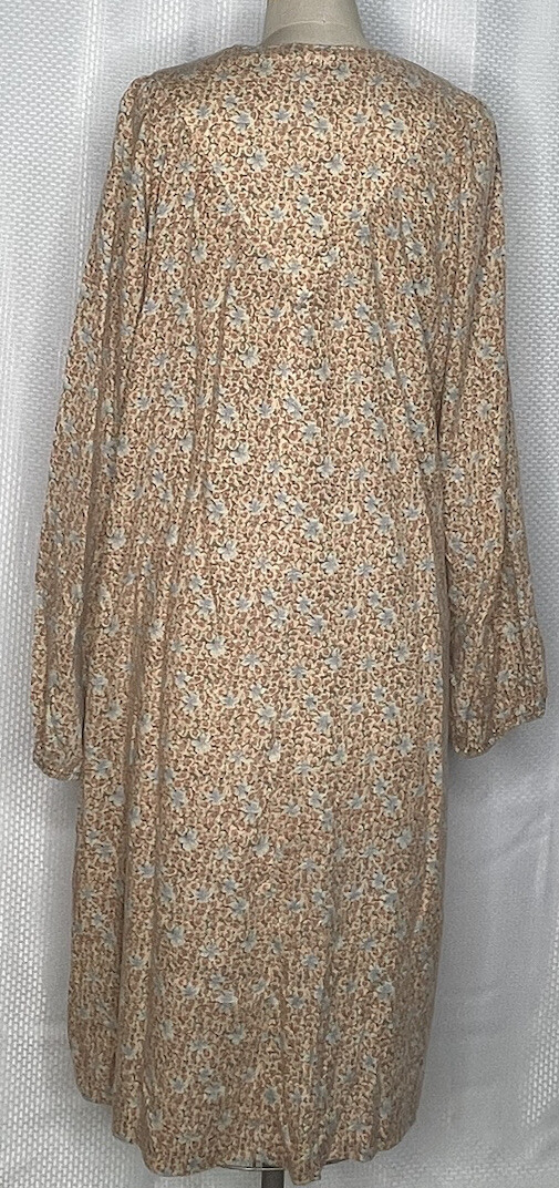 WOMEN’S VINTAGE LONG SLEEVE PEASANT PRARIE DRESS DITSY FLORAL TAN FITS SIZE SMAL