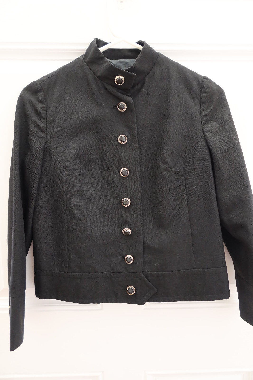 Vintage Black Jacket – Mod Goth Moto Style with Cool Buttons – See Photos!