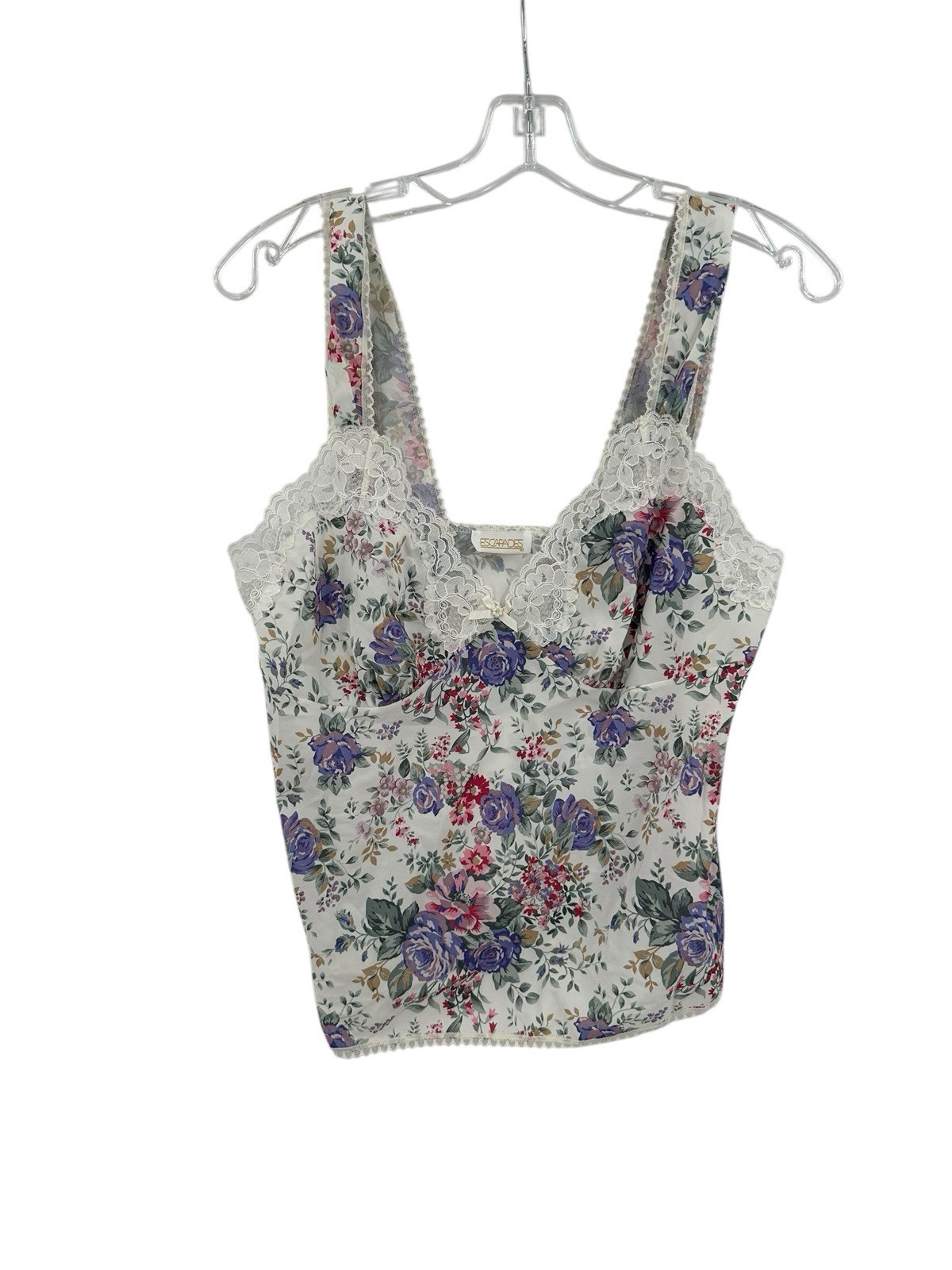 Vintage ESCAPADES 1980s Camisole Tank Top Size M Romantic Cottagecore Coquette
