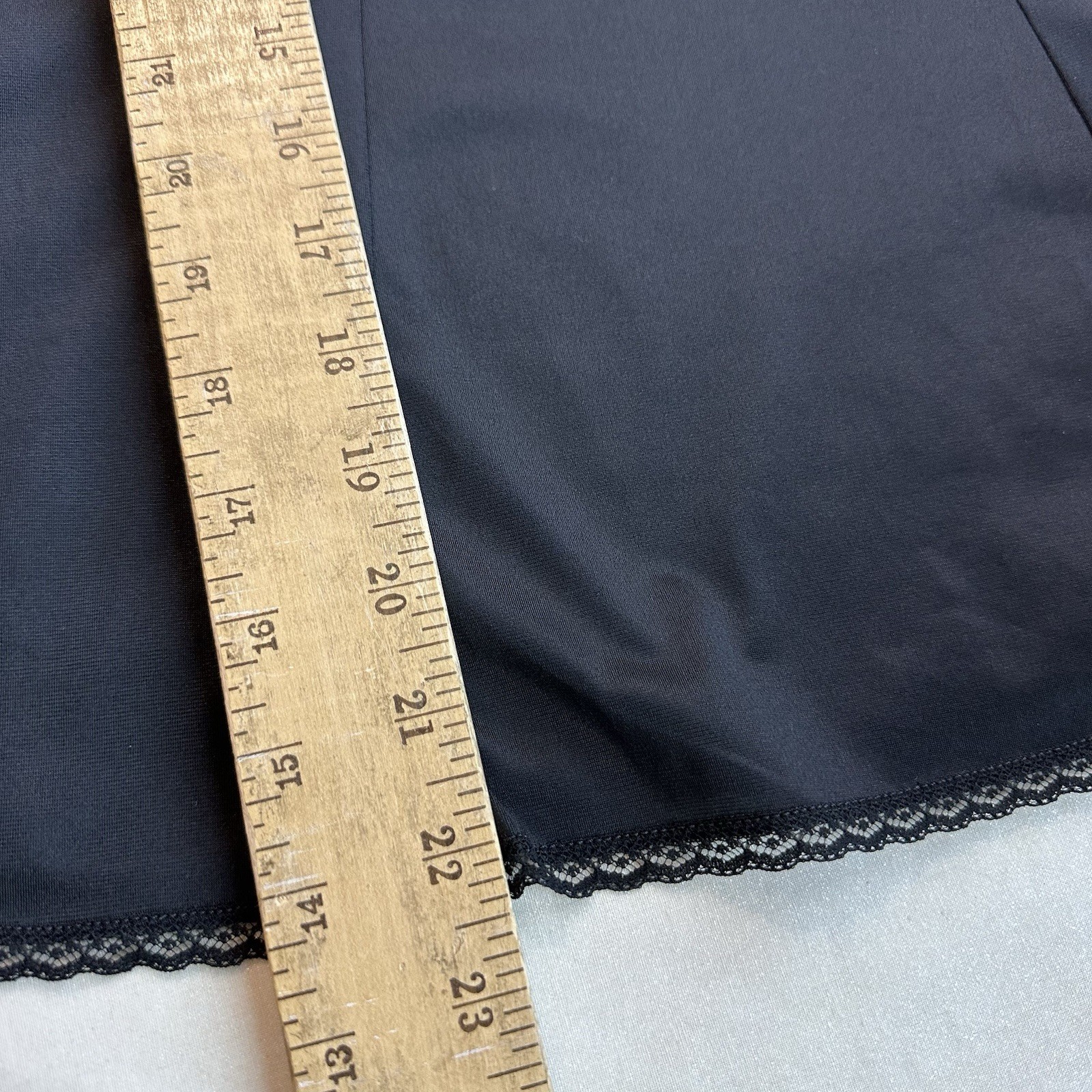 Vintage 90s Y2K Vanity Fair Black Nylon Lace Trim Camisole Made in USA Sz Medium