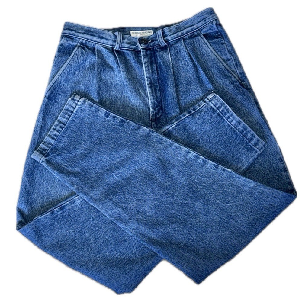 👖 GUESS by GEORGES MARCIANO Vintage 80s High Rise Jeans Tagged 32, Waist 28″