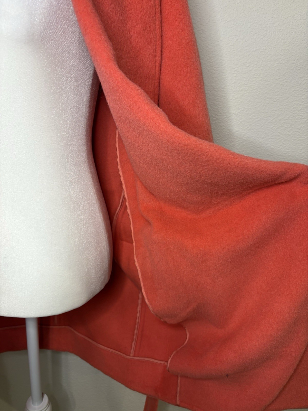 Rare VTG Claude Montana Coral Llama Cashmere Blend Oversized Robe Coat Size S/M