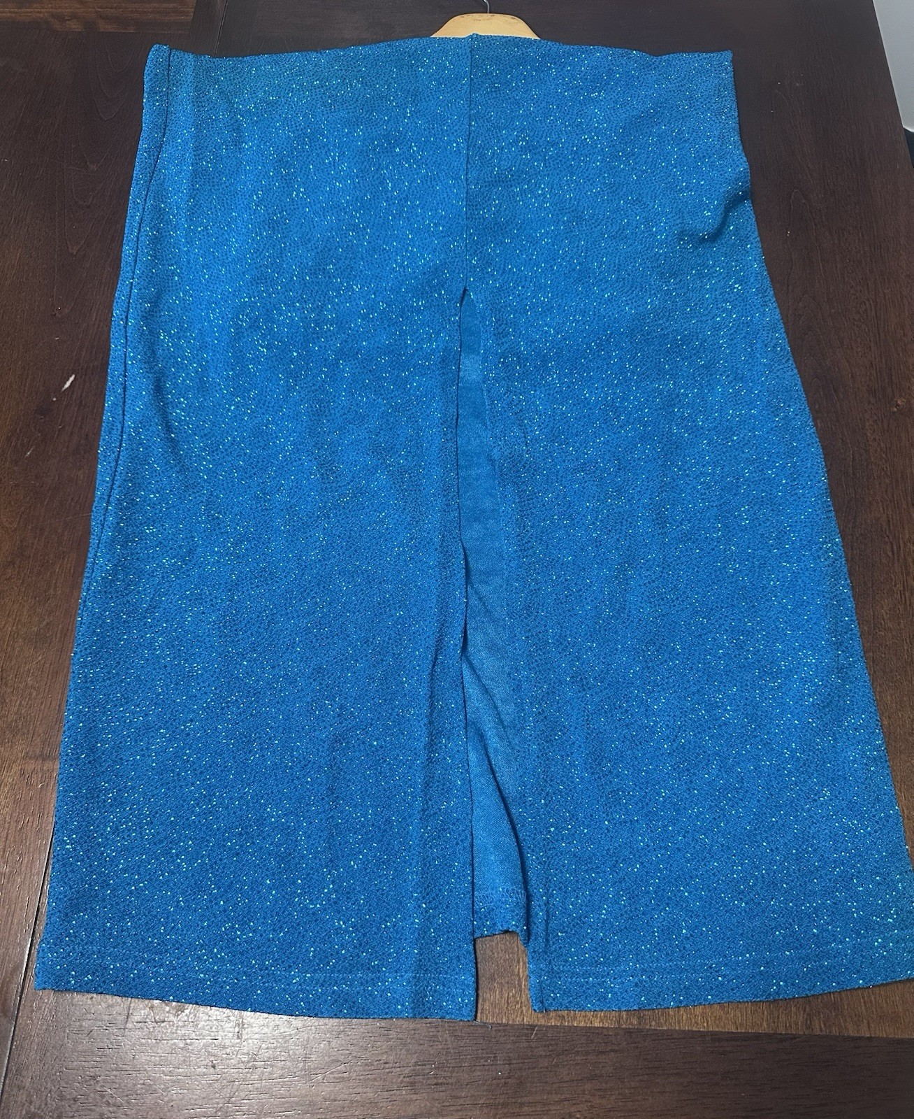 Vintage 1990s Y2K City Triangle Teal Sparkle Dress Size Large Formal Party Long