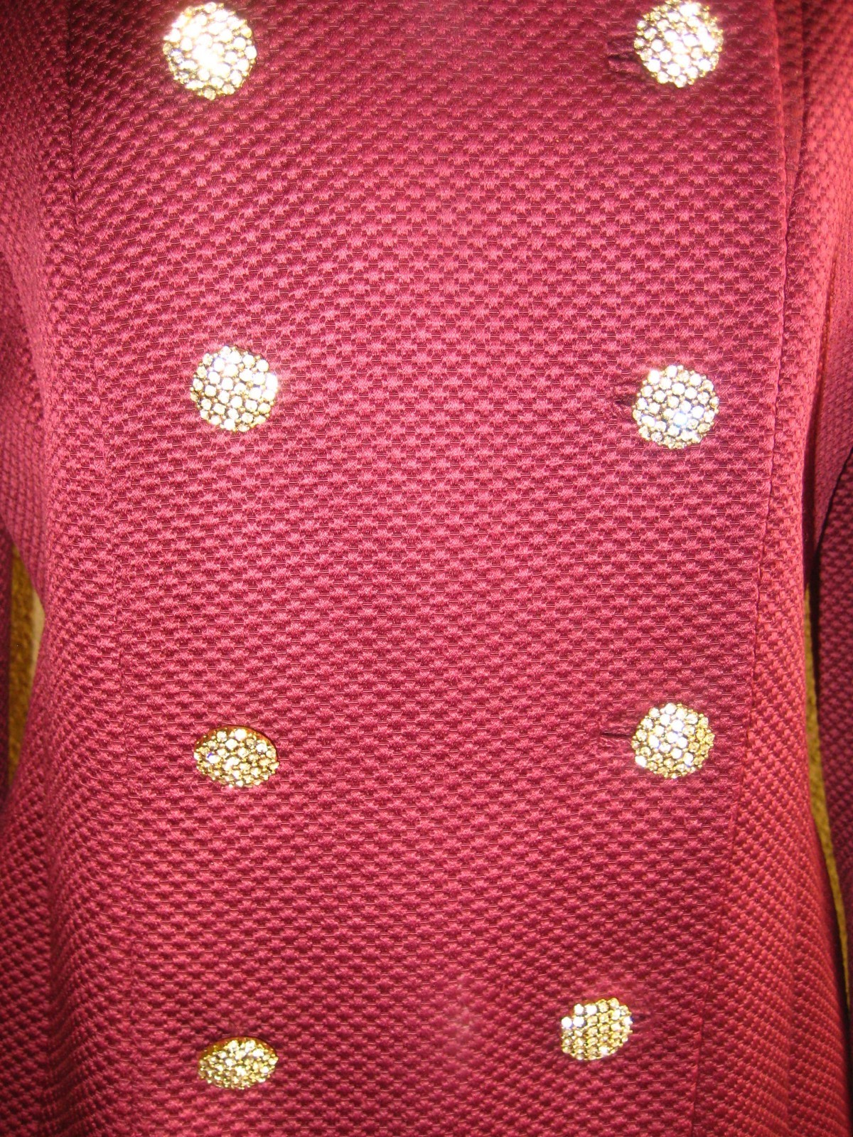 Vintage Rickie Freeman 2 pc Burgundy rhinestone buttons jacket long skirt set