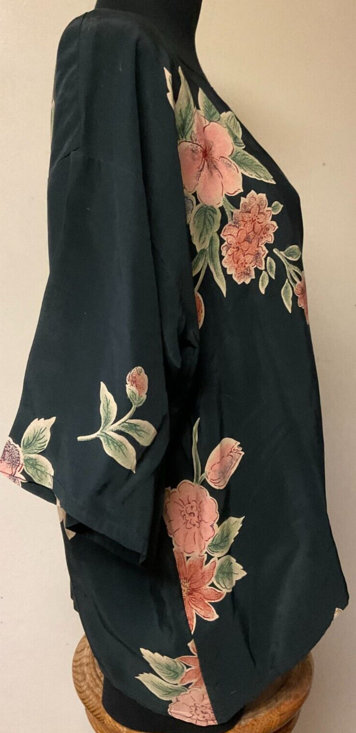 Vintage Black Floral Blouse One Size with Original Tags by Retro Vare (CL07)