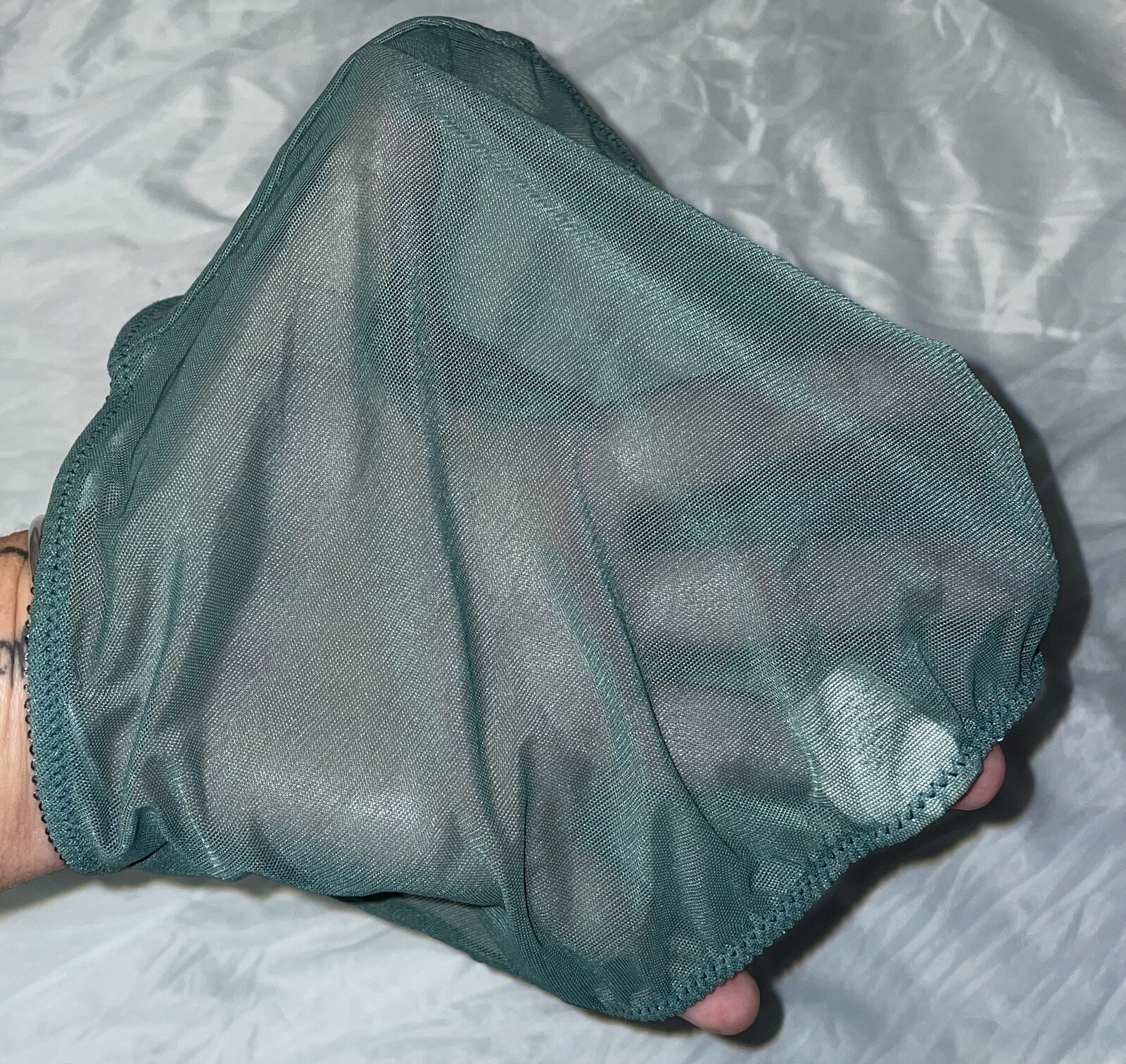 Felina Lingerie 90’s Green Lace Mesh Sheer Bikini Panties Womens M