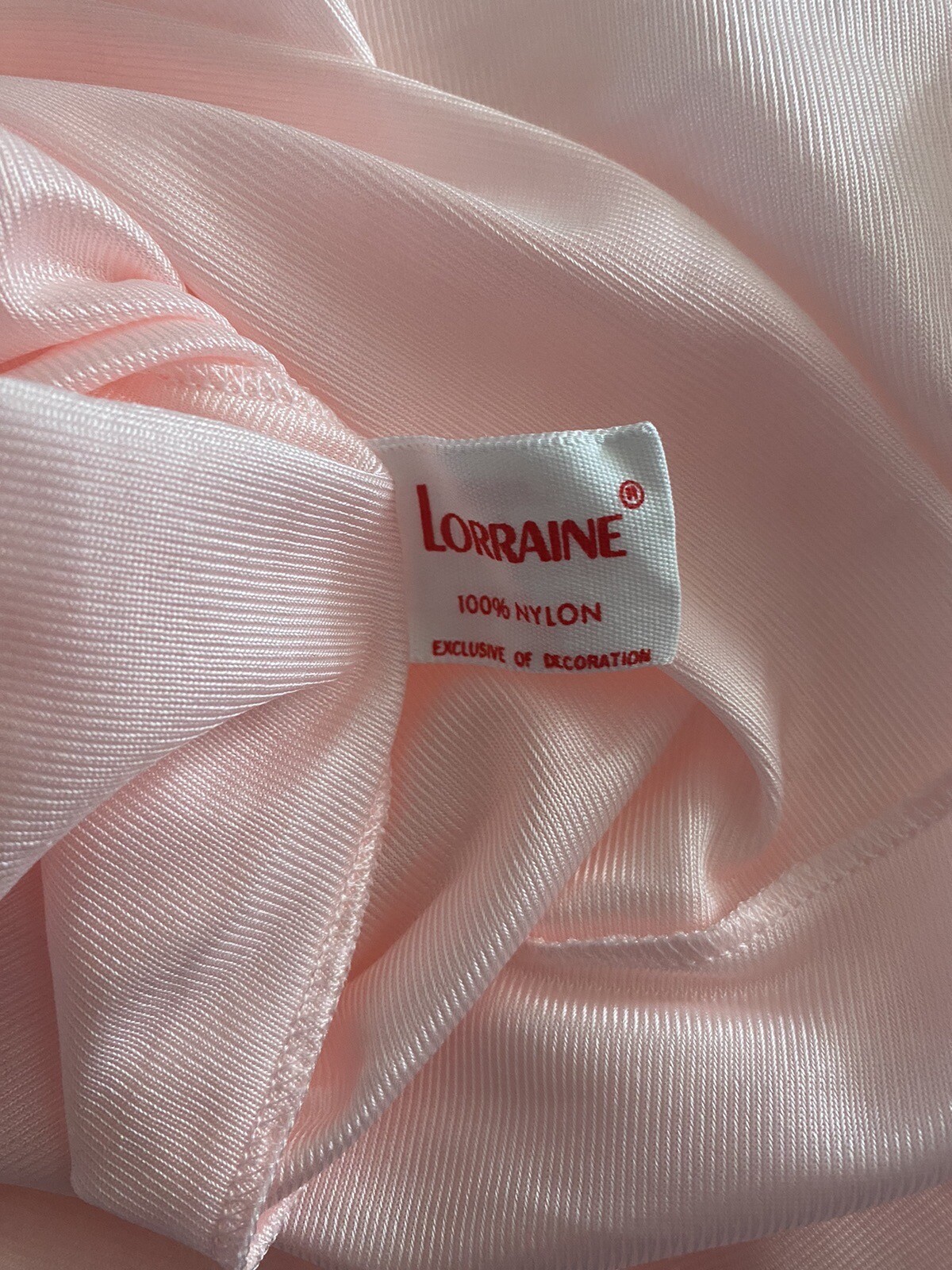 Vintage Lorraine Nightgown Size Large PINK ICE Floral Embroidered Silky Sleep