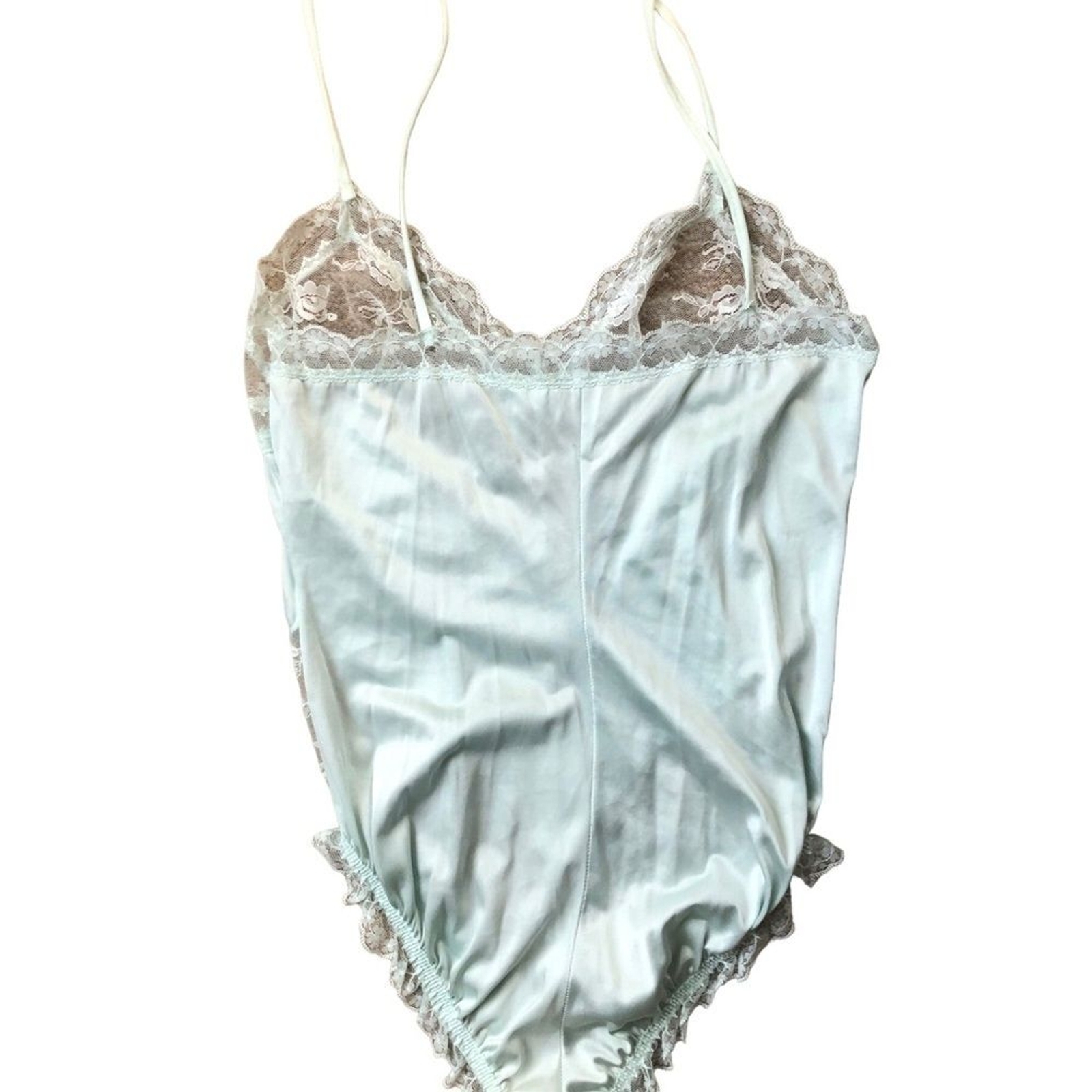 VTG 80’s Lace Teddy Size M 8/10 Mint Green Stretch Sexy Pin Up Retro Honeymoon