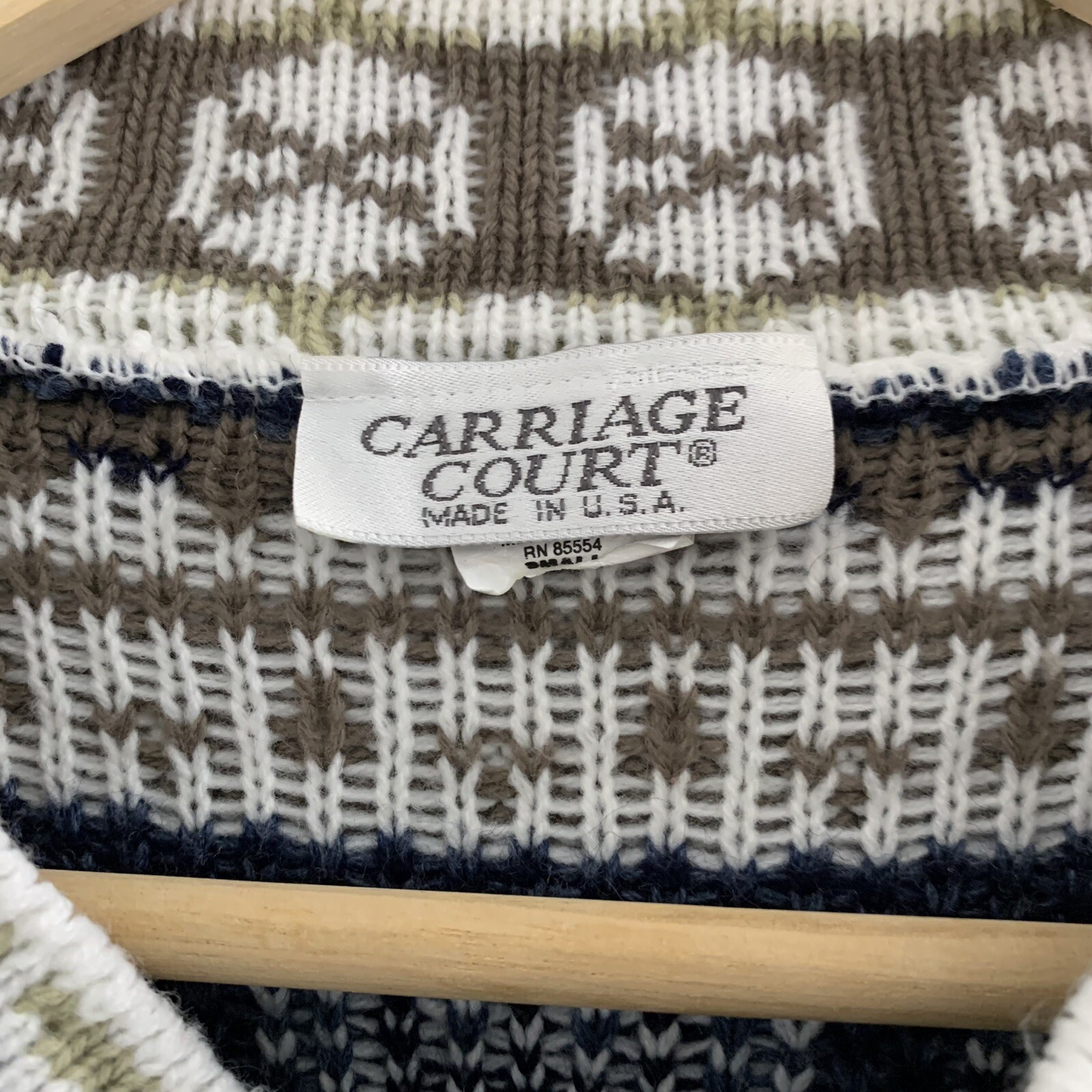 Vintage 90s Carriage Court Womens Small Tunic Sweater Geometric Striped USA Made