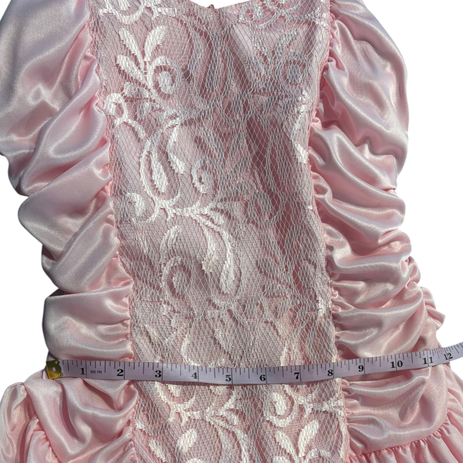 Vtg 90s pink Lace Fit & Flare Party Prom Dress w bolero jacket juniors sz 3