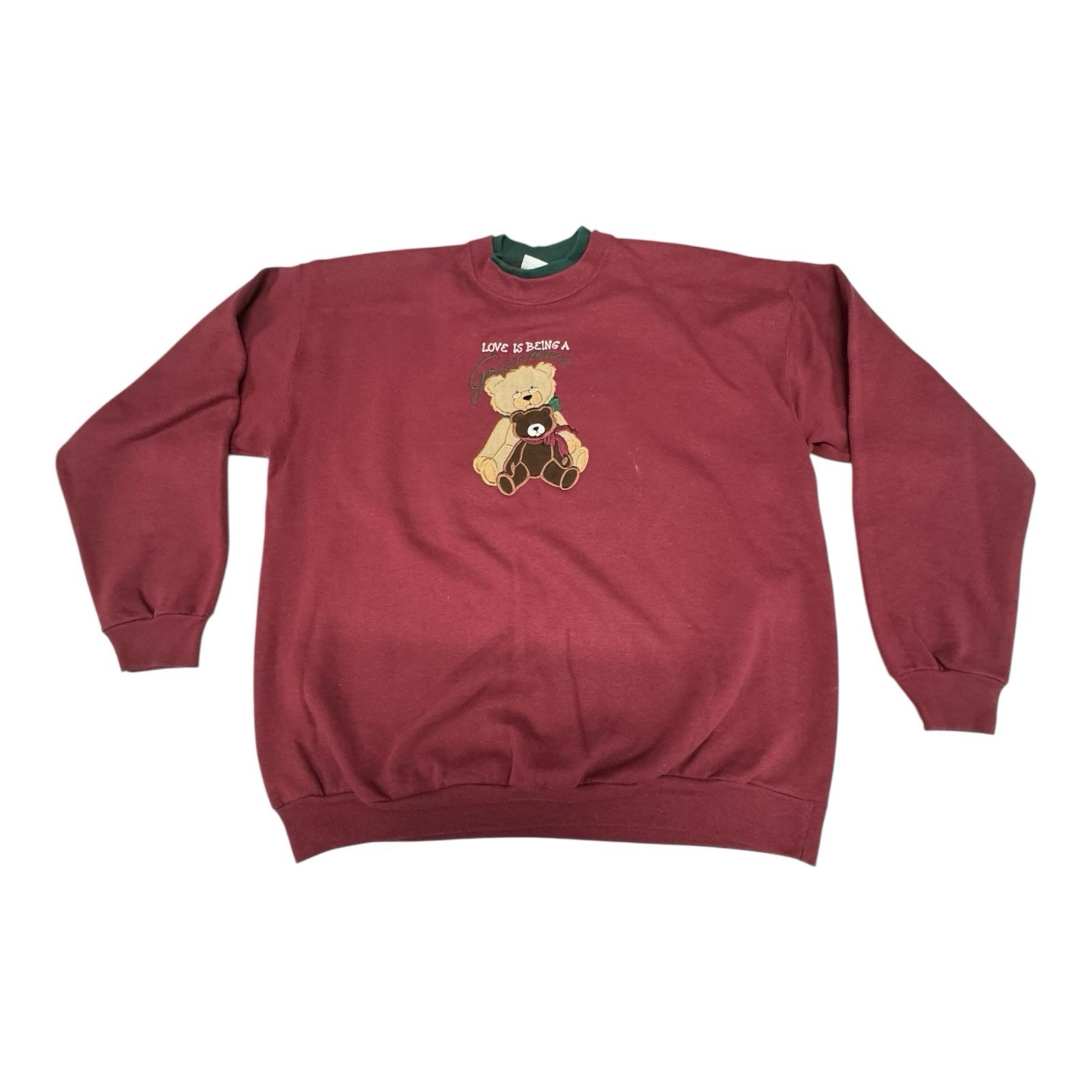 Vintage MC Energy Maroon Large Teddy Bears Love is Being A Grandma Sweatshirt