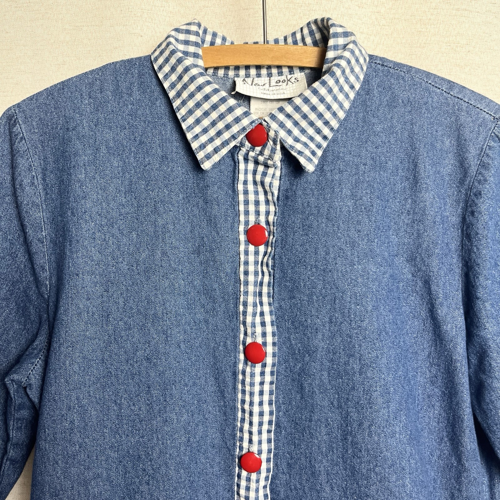 VTG New Looks California Denim Dress Prairie Cottage Core 70’s Western Sz 10