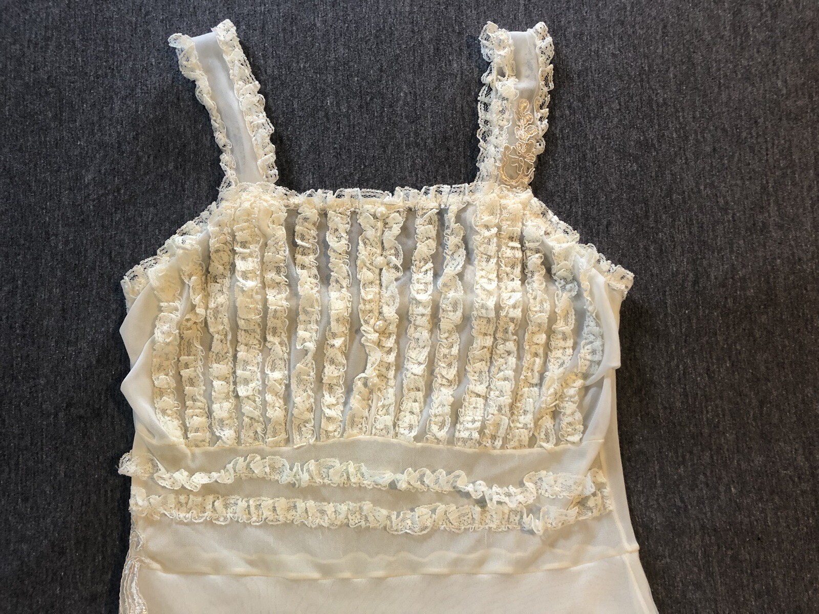 Vintage 50s Slip Dress Nightgown Doll Cottage Prairie Edwardian Victorian Ghost