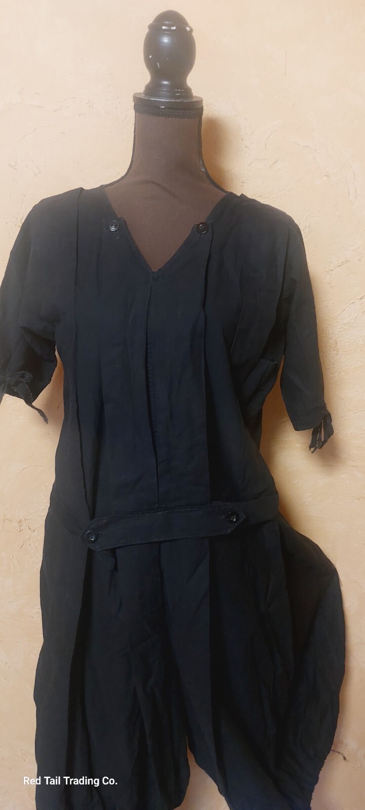 Museum Quality 1910s Edwardian Black Cotton Gymsuit, playsuit, Made By „Winner”