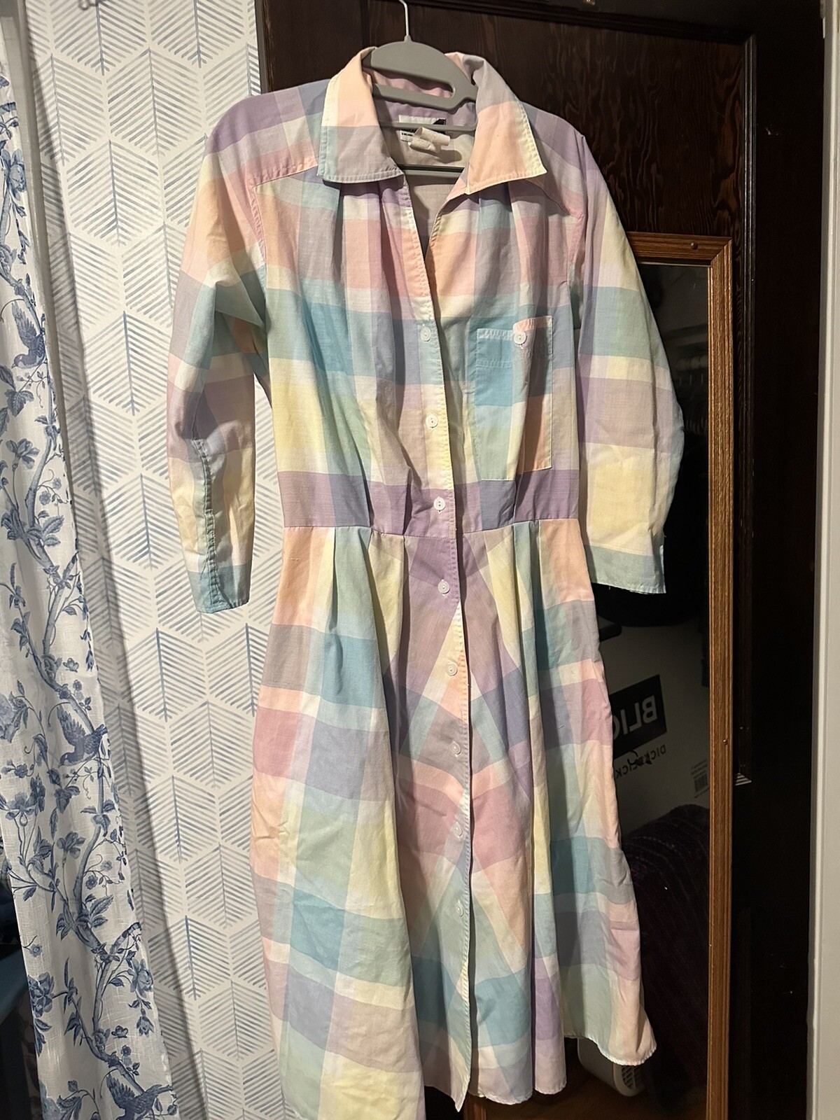 Vintage 80s Watercolor Pastel Plaid Sunshine Starshine Cottage Country Sundress