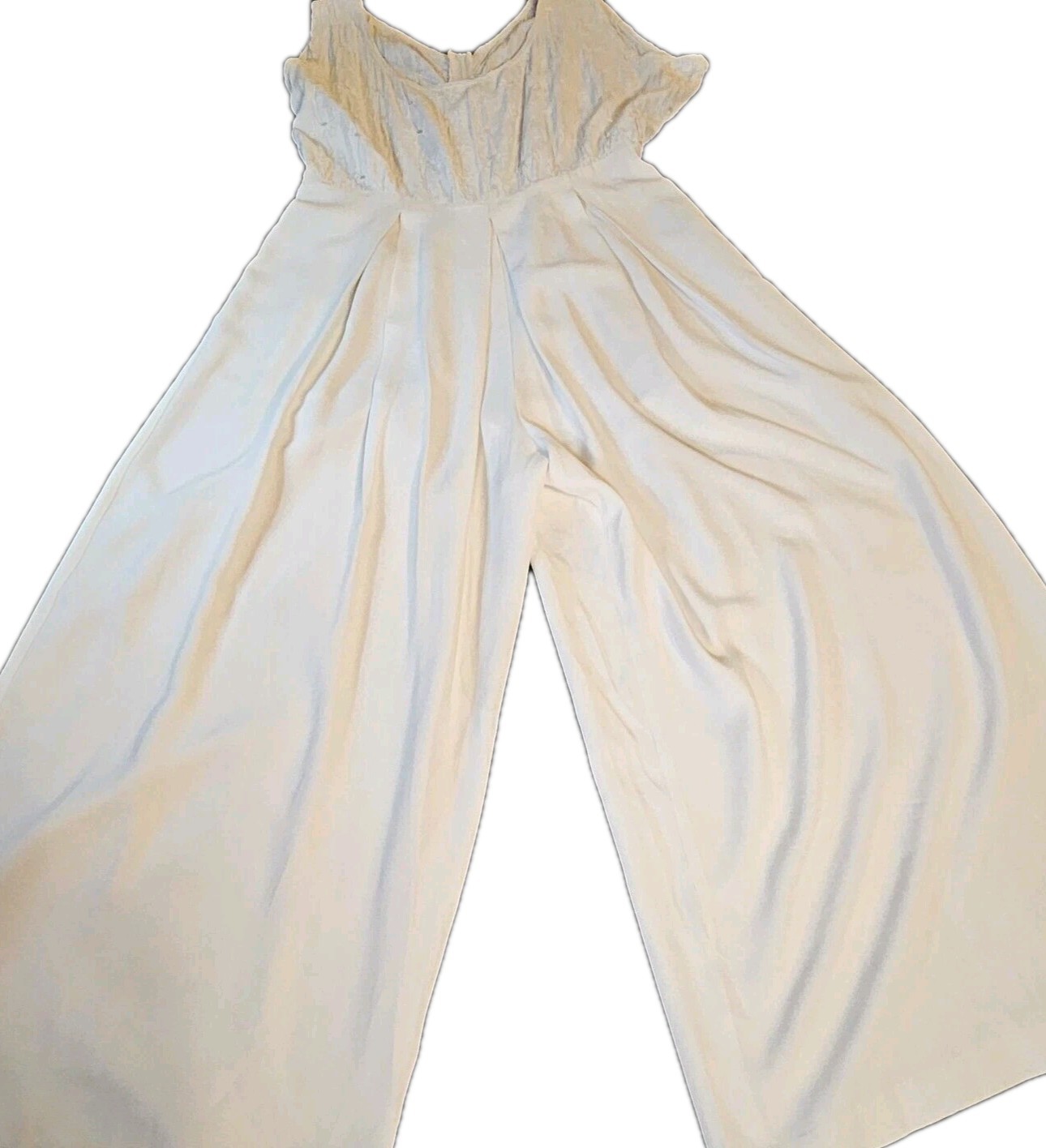 Vintage Jeffery& Dara Petite By Linda Hutley SZ 8 White Wedding Palazzo Jumpsuit