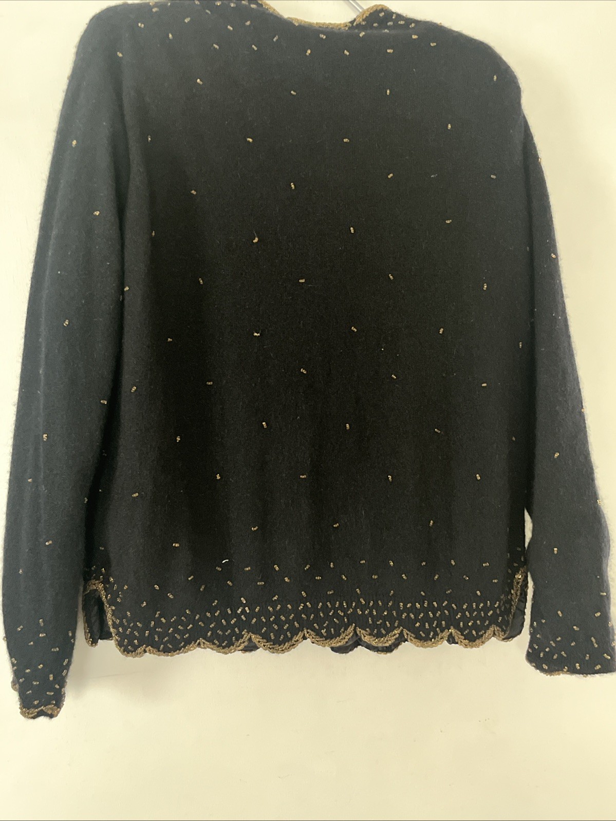 Gorgeous Vintage Cashmere Silk Lined Beaded Cardigan Sweater Size 46 L Or M