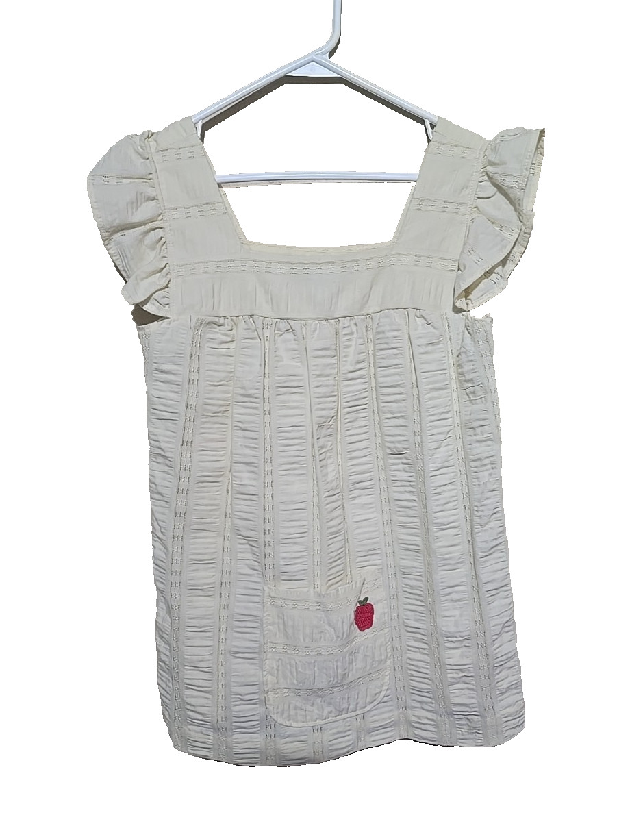 Vtg 1970s Body English Ivory Embroidered Ruffle Boho Top Womans Size Md