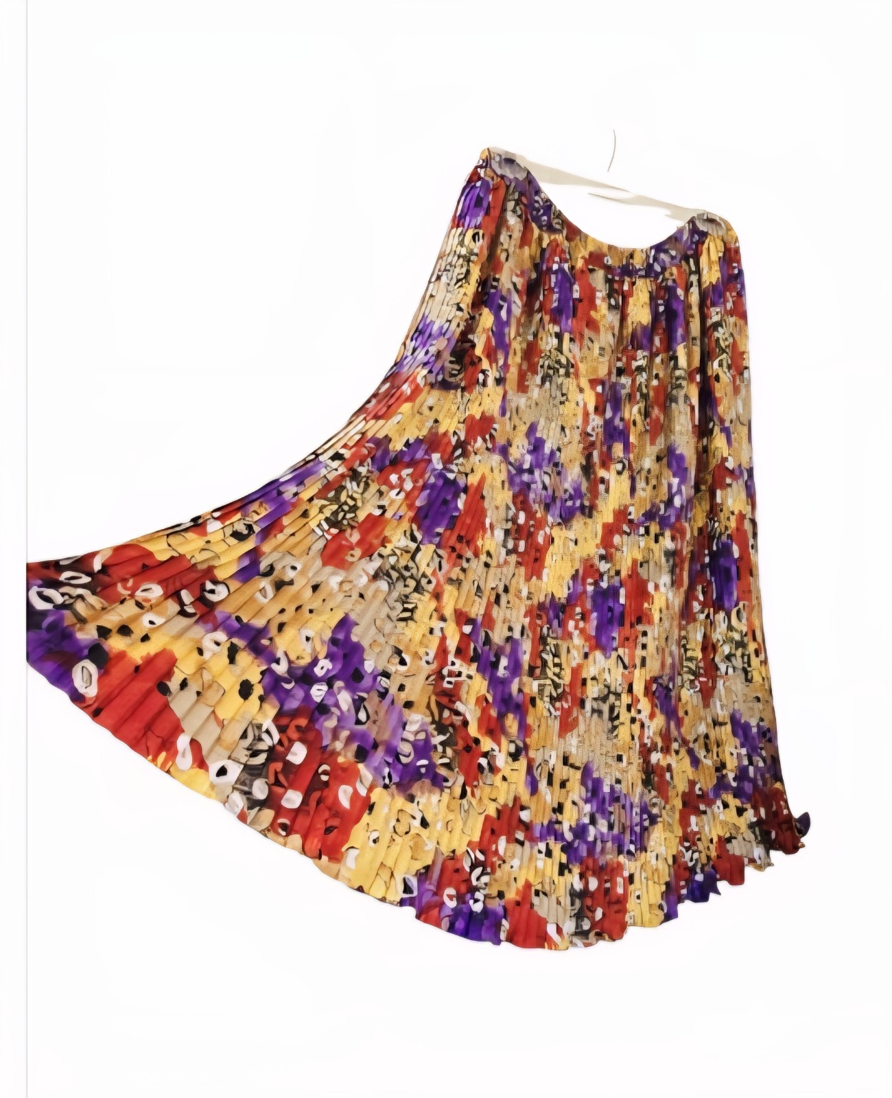1980s MONTAGE BY MOSAIC Colorful Vintage Ruffled Pleated Full Sweep Skirt Set XL