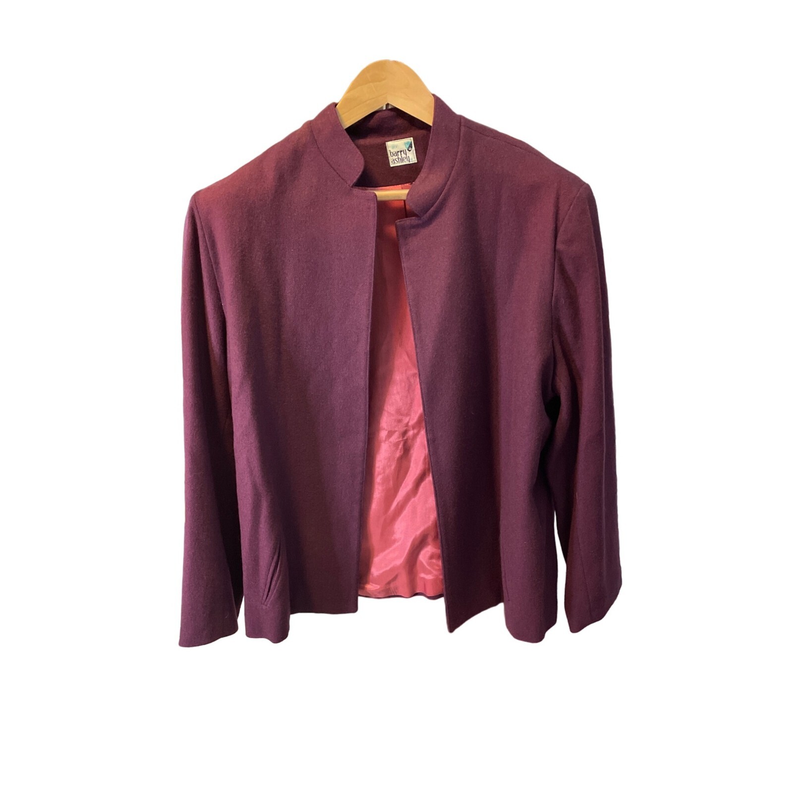 Vintage 80s Barry Ashley Maroon Open Long Sleeve Blazer Made in USA