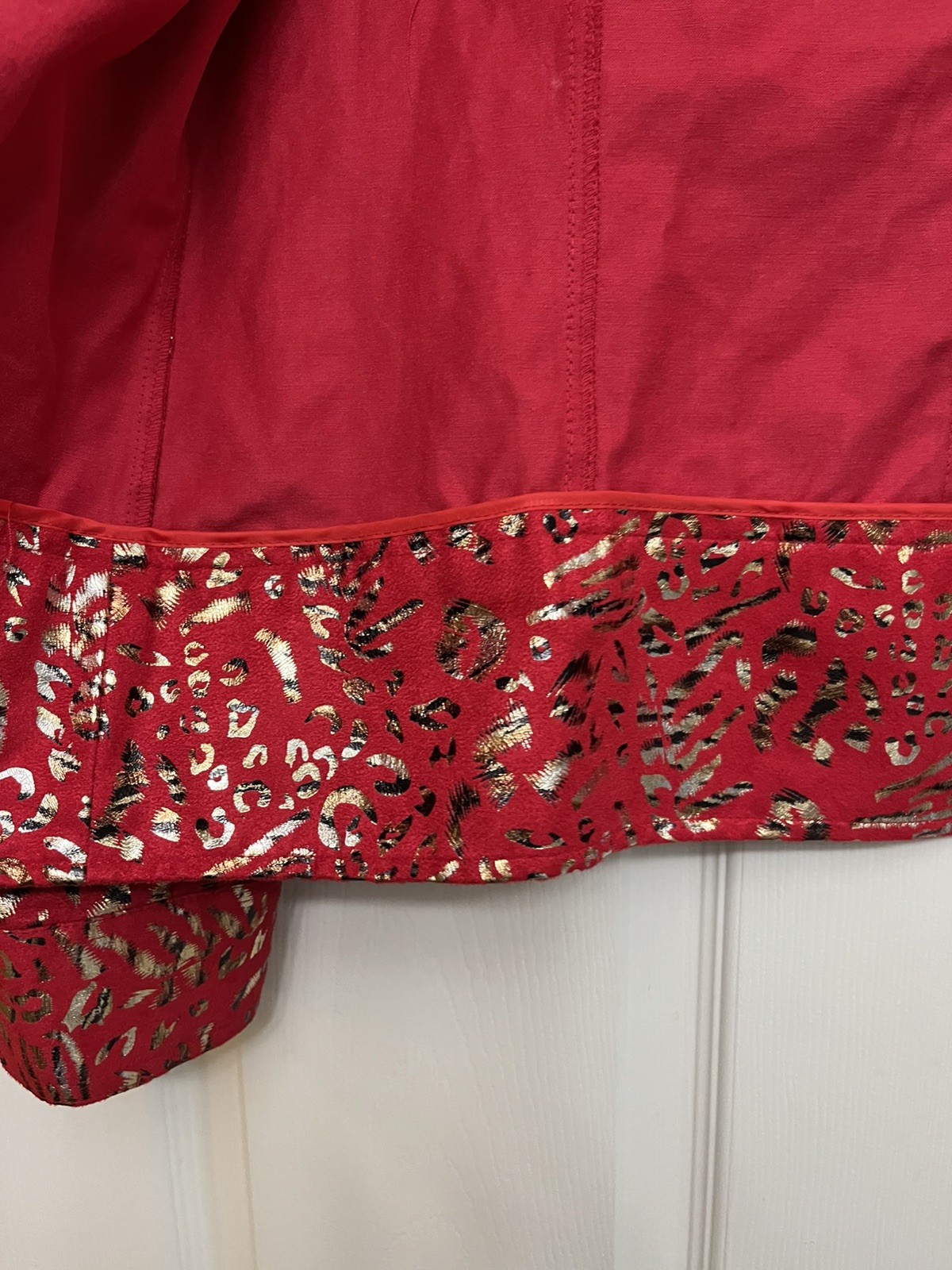 Vintage Birch Hill Red w/ gold Spots Blazer Jacket Sz large Unique well made