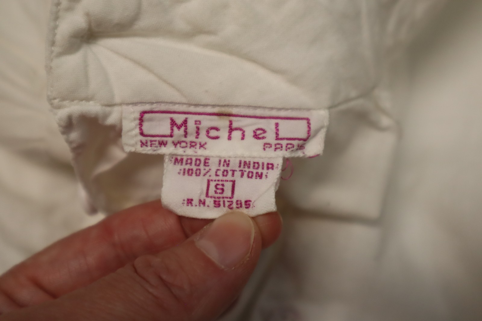 Vintage 1980s 90s Michel New York Paris Edwardian Victorian white blouse S