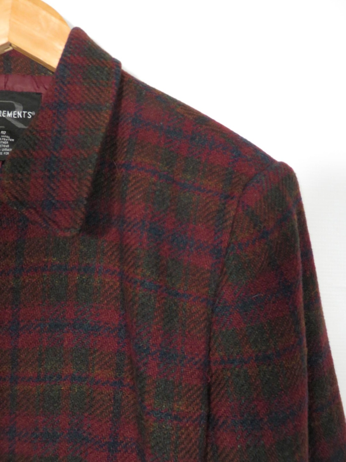 Vintage 90s Plaid Wool Blend Mid Weight Jacket Size M/L
