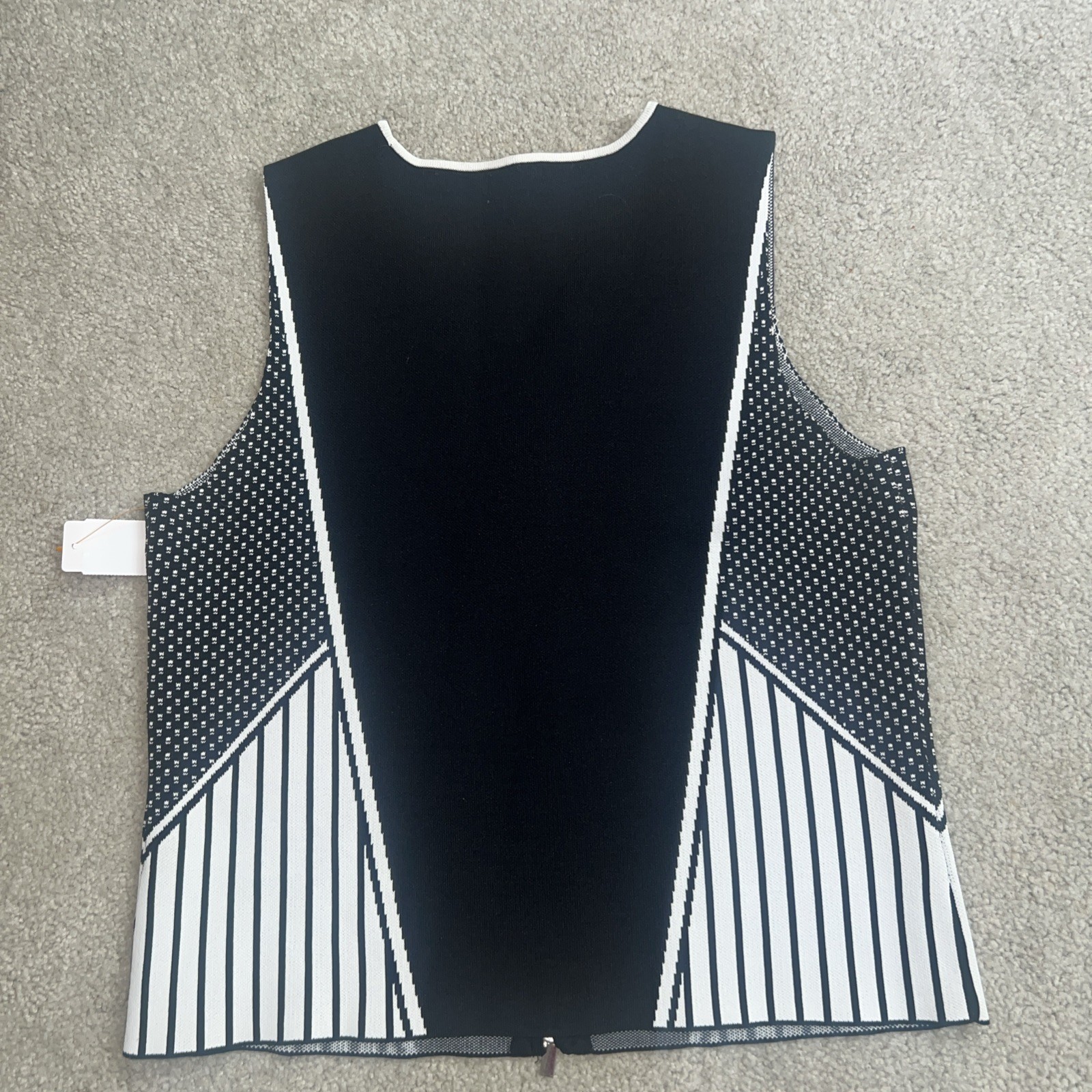 Cache Suit Black White Stripe Skirt & Top Zip Front Knit Medium Y2K NWOT